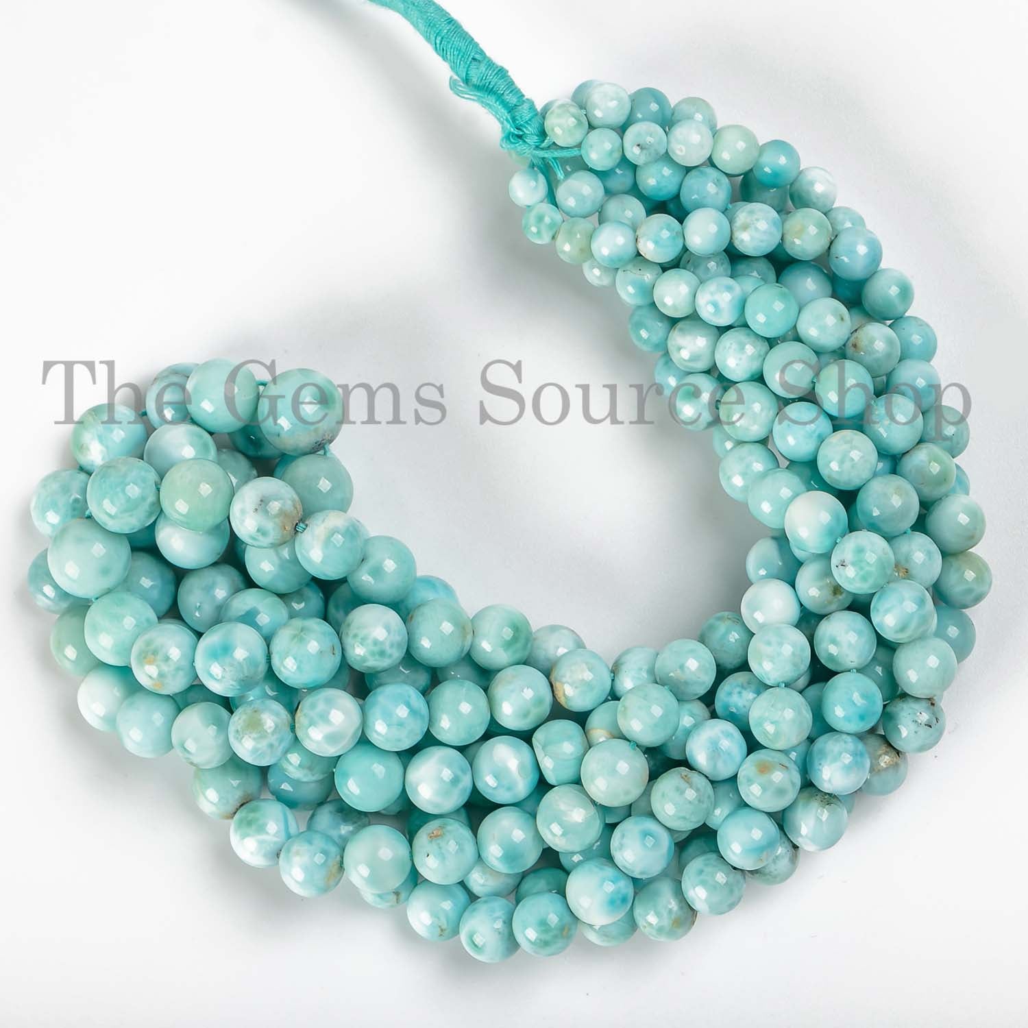 Natural Larimar Smooth Round Beads, Plain Larimar Balls, Loose Larimar Beads For Jewelry