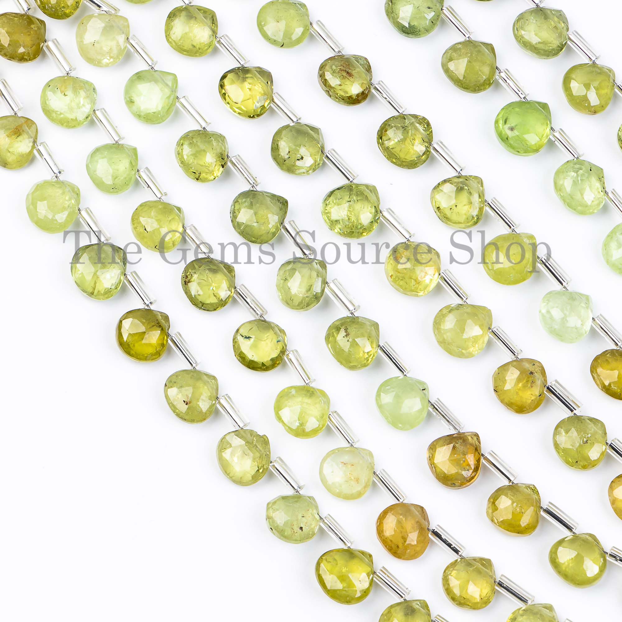 Grossular Garnet Faceted Heart Shape Beads, Heart Briolette, Side Drill Beads,