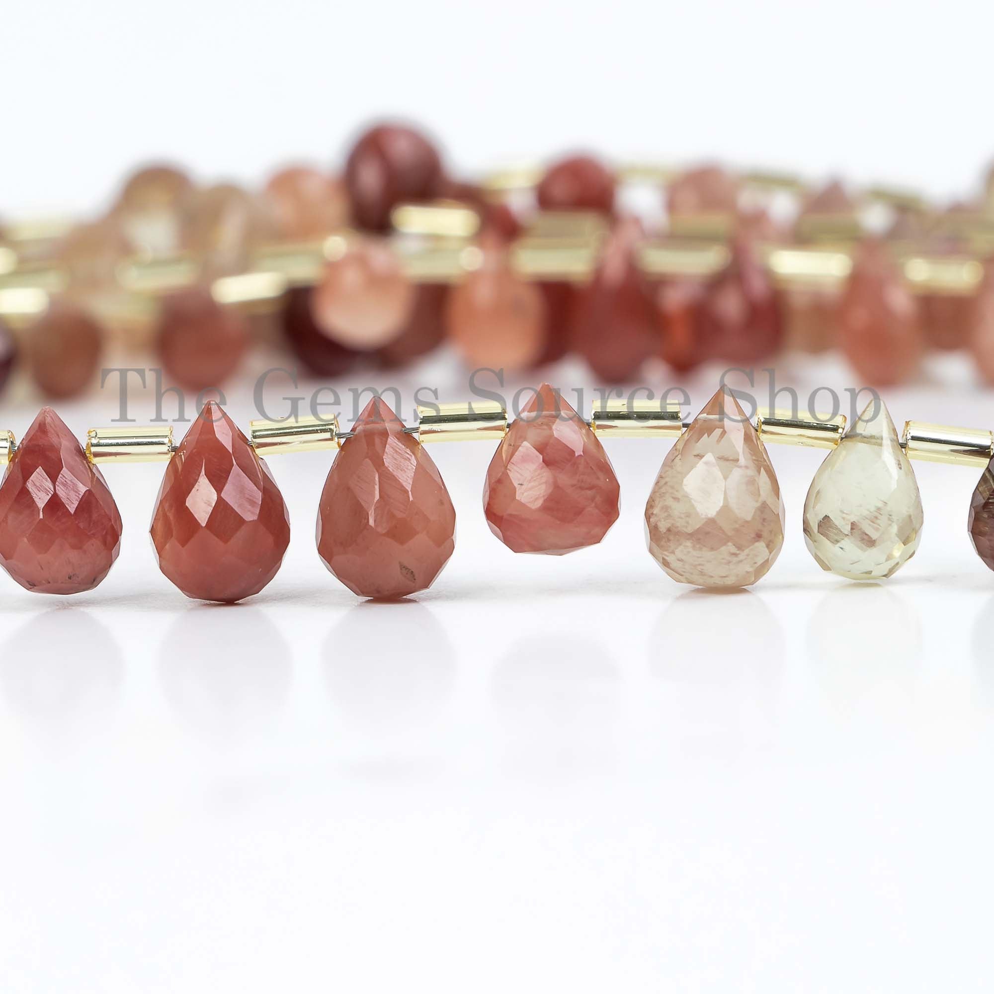 Drop Shape Faceted Andesine Labradorite Top Drilled 6x8.5-7.5x11mm Beads 8" Strand