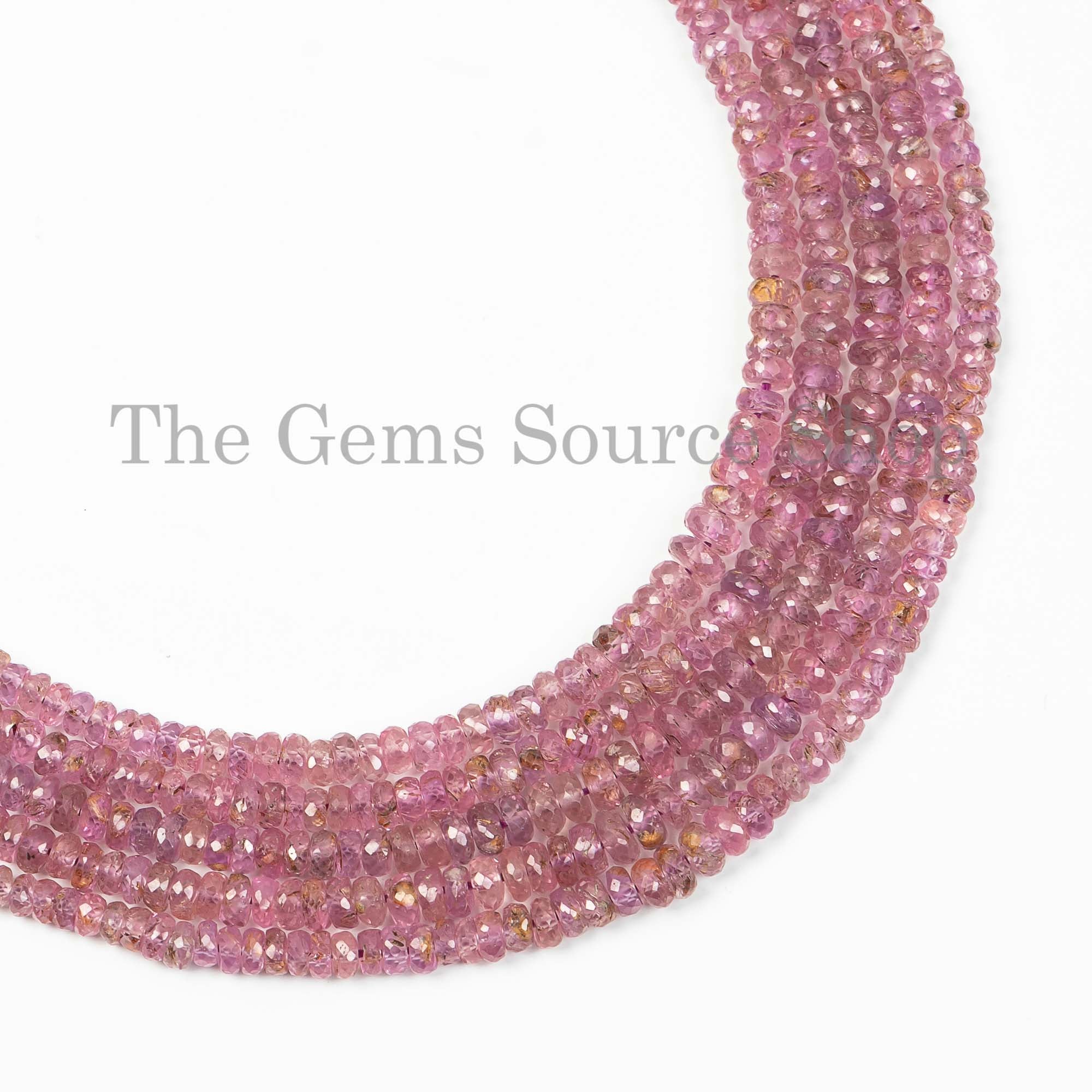 Extremely Rare Padparadscha Sapphire Faceted Rondelle Beads, TGS-3551