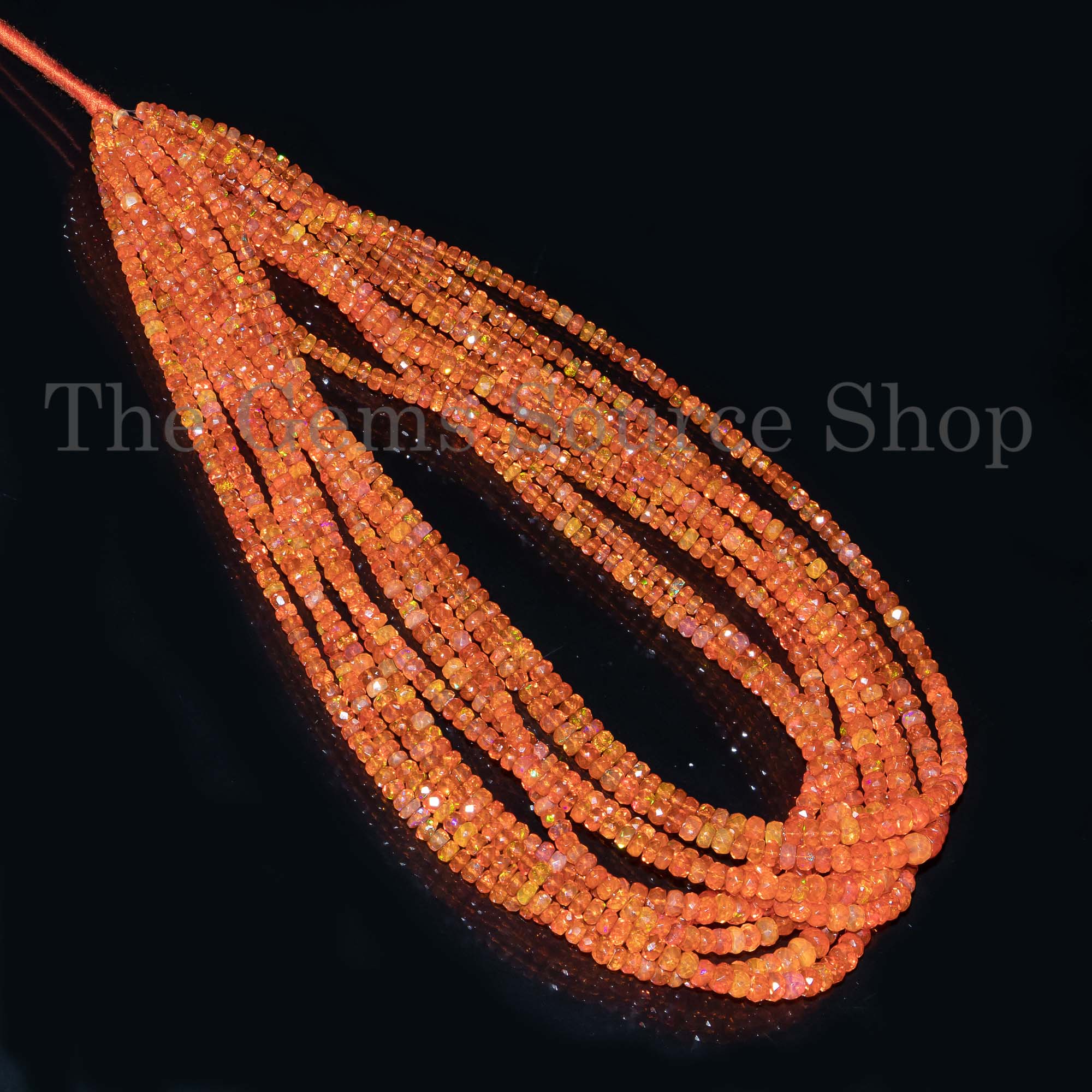 Orange Ethiopian Opal Beads, Opal Faceted Rondelle Beads, Gemstone Beads