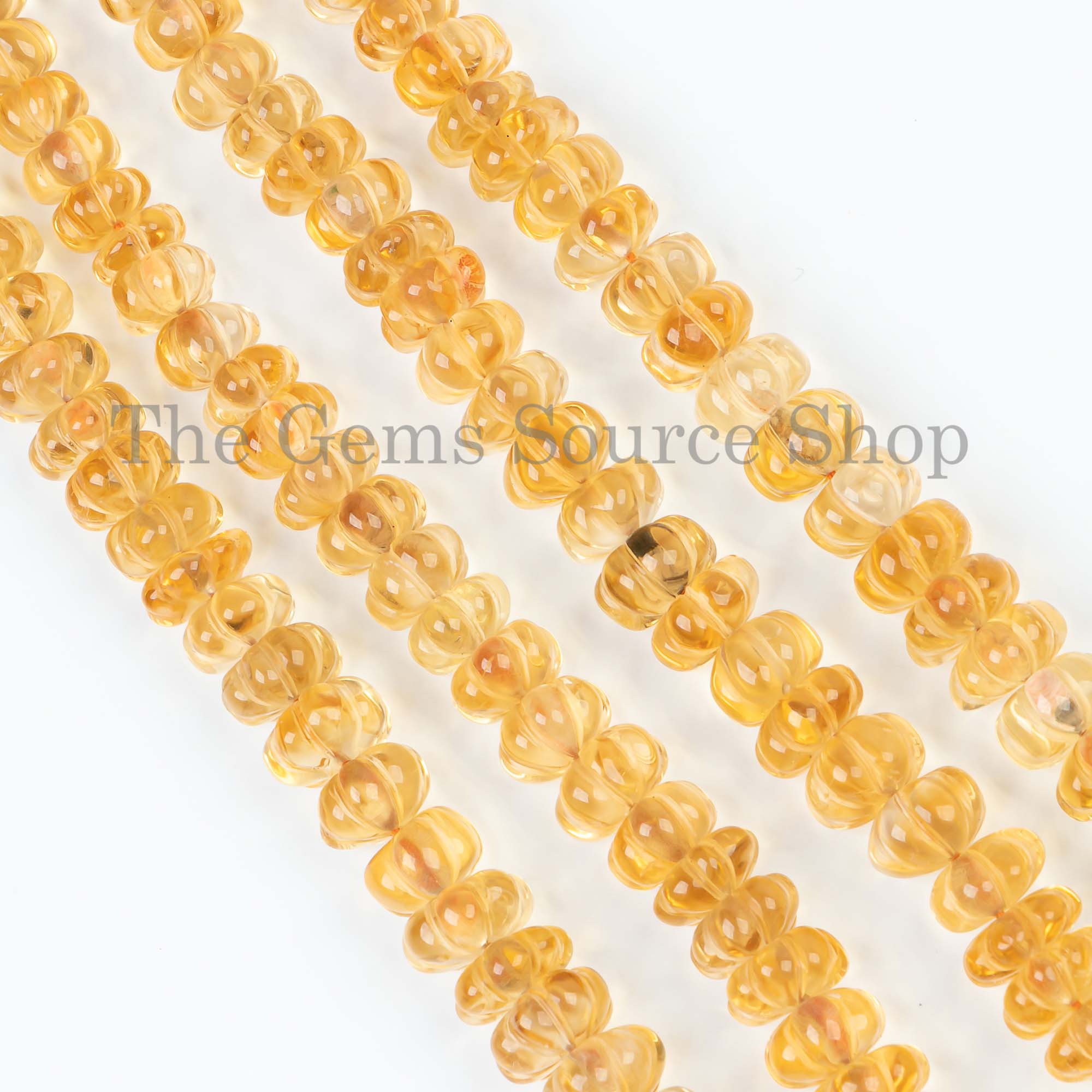 Citrine Pumpkin Beads, Citrine Melon Shape Beads, Rondelle Carving Beads, Gemstone Beads