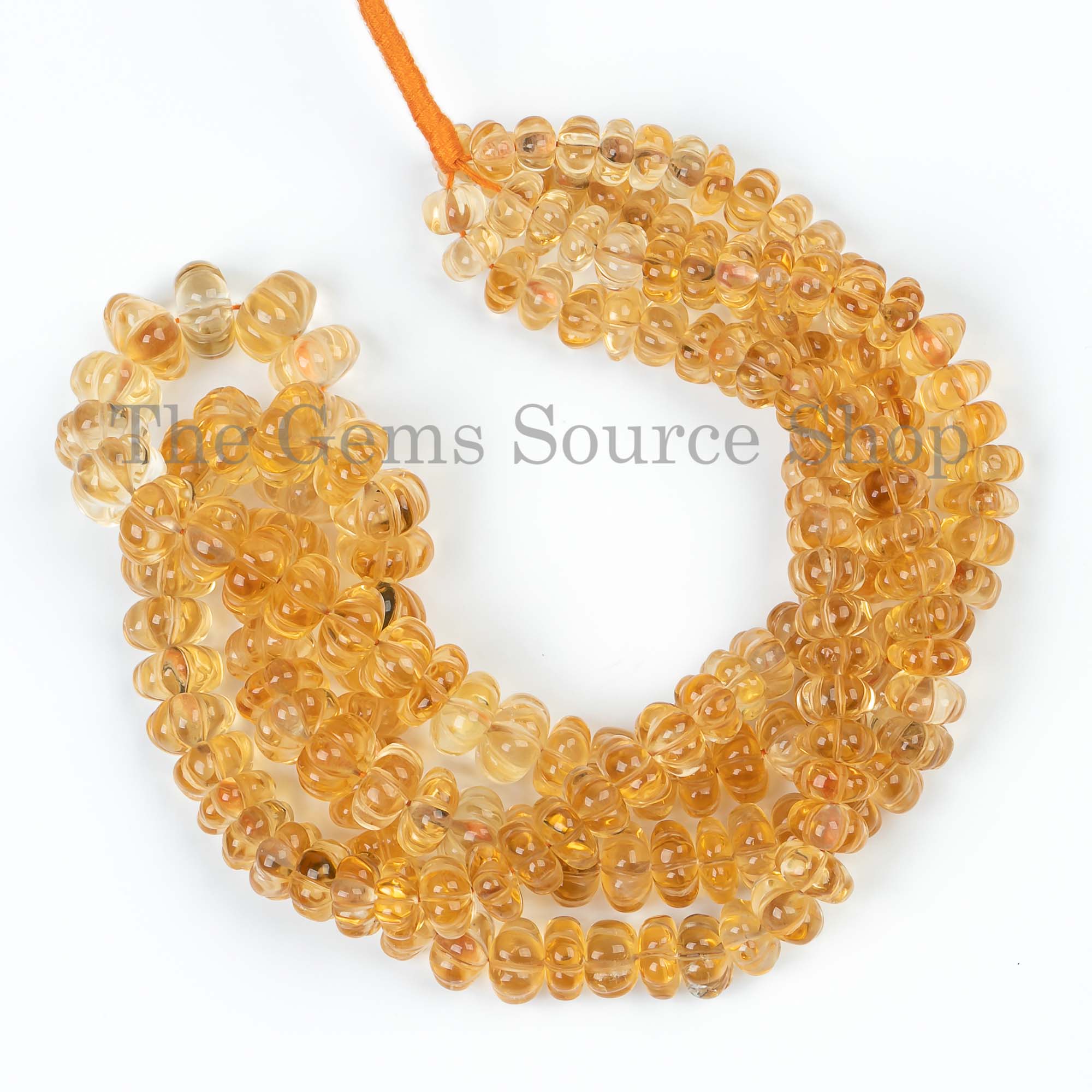 Citrine Pumpkin Beads, Citrine Melon Shape Beads, Rondelle Carving Beads, Gemstone Beads