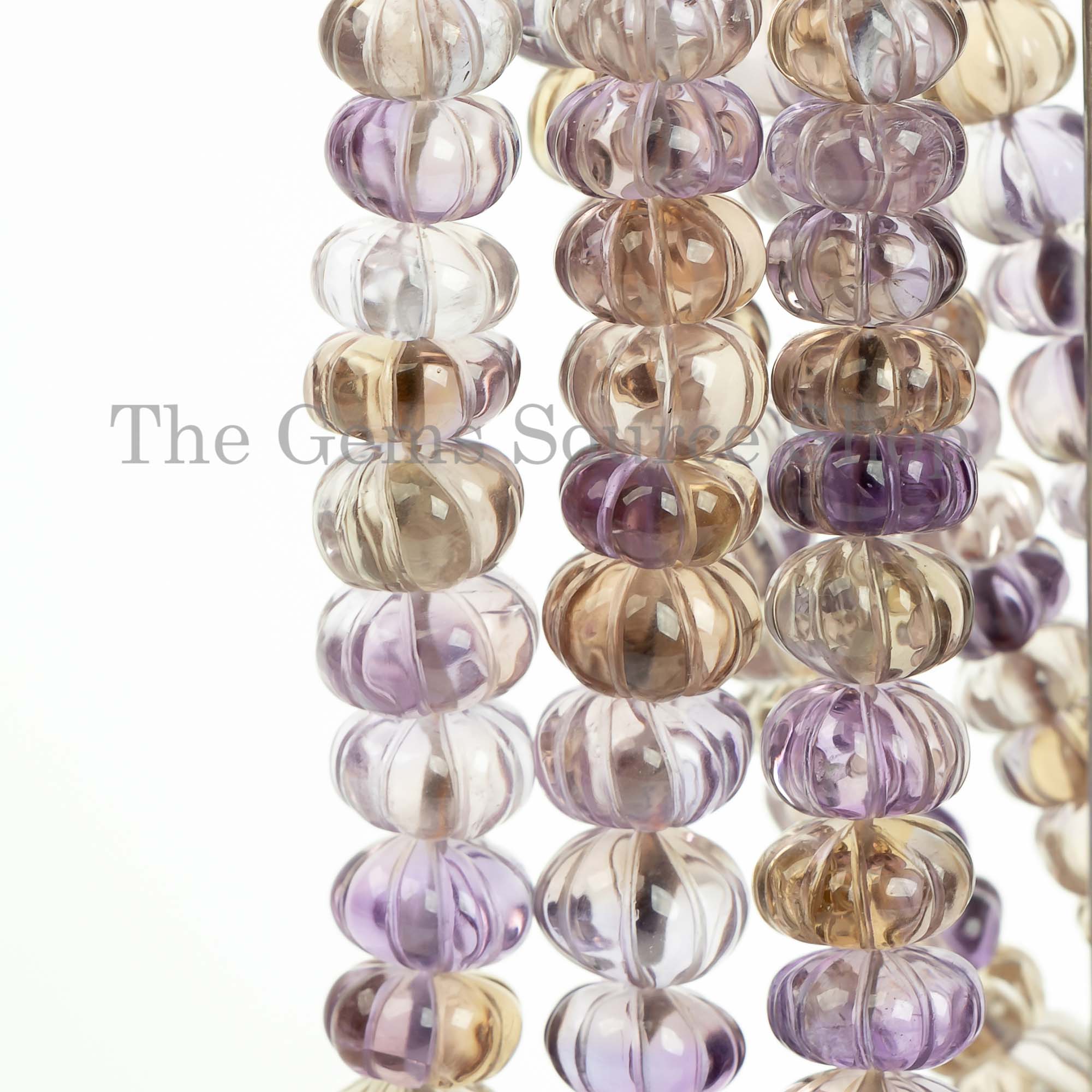 Ametrine Beads, Ametrine Smooth Plain Carving Beads, Ametrine Rondelle Beads, Pumpkin Beads