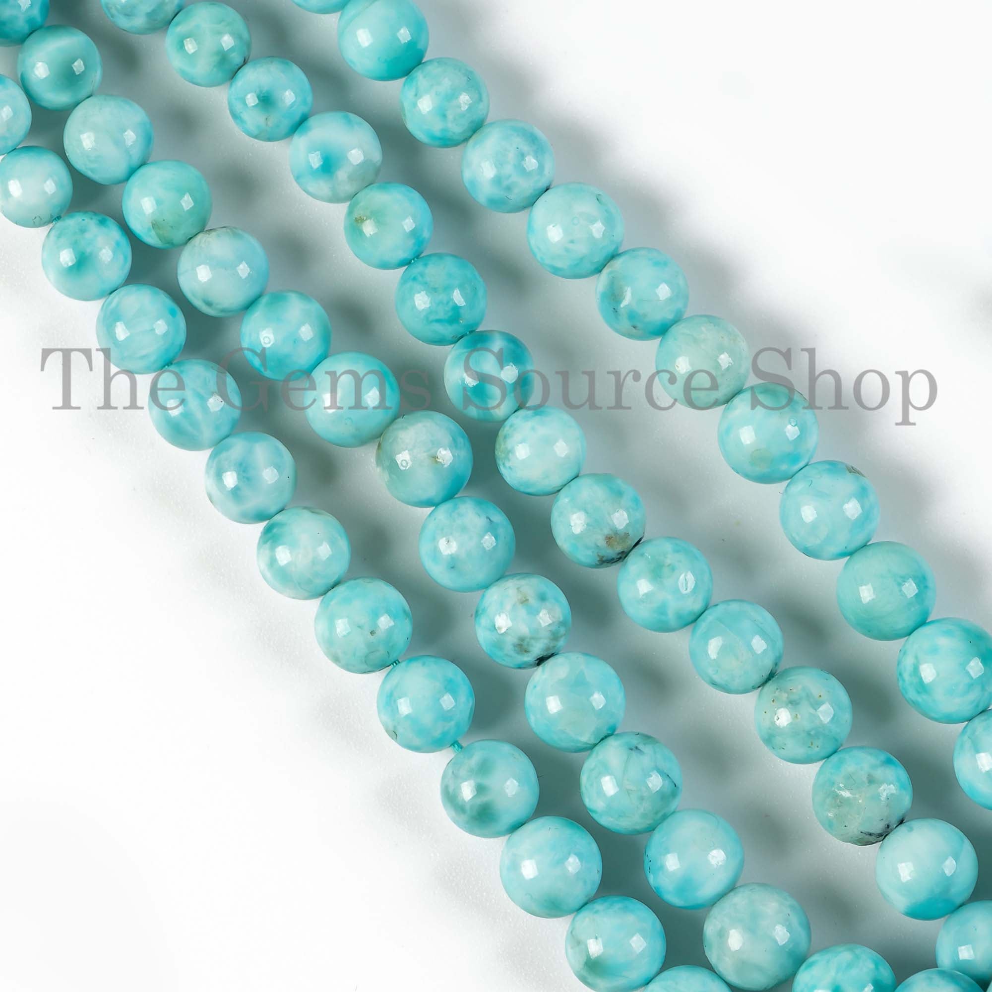 Larimar Round Shape Gemstone Beads, 4.5-10mm Larimar Plain Beads, Larimar Smooth Beads, Larimar Round Shape Beads
