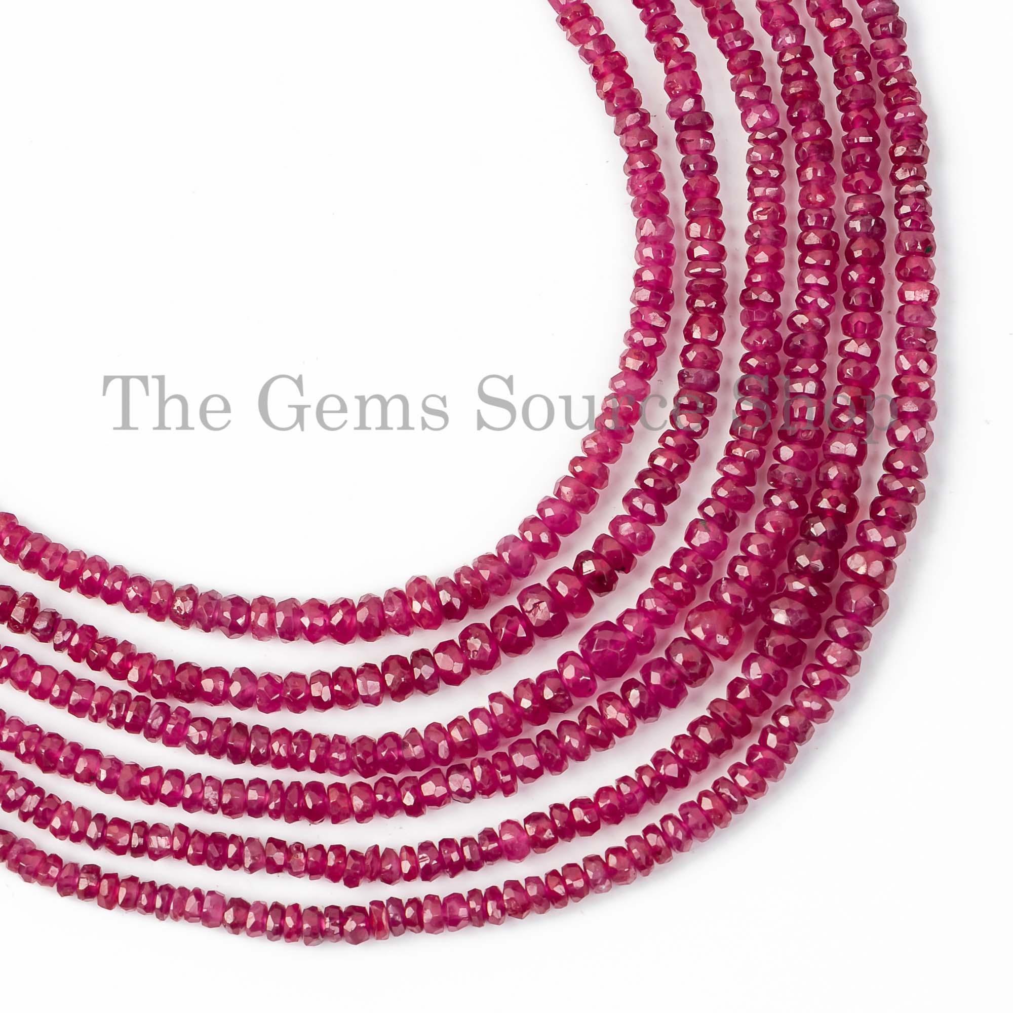 Natural Ruby Beads, Ruby Faceted Rondelle Beads, Ruby Faceted, Ruby Gemstone Beads