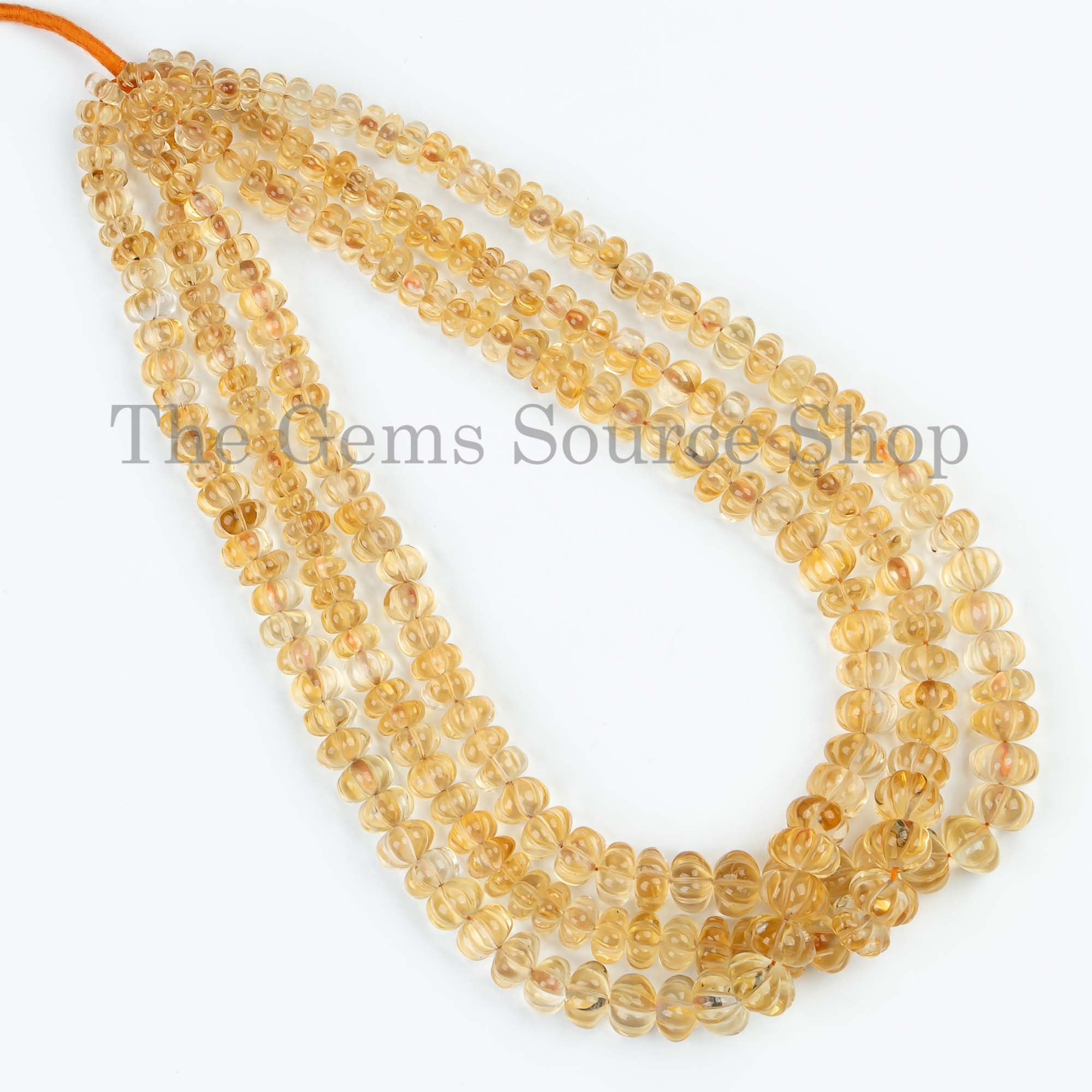 Light Color Citrine Melon Shape Beads, Citrine Pumpkin Beads, Carving Beads, Citrine Beads