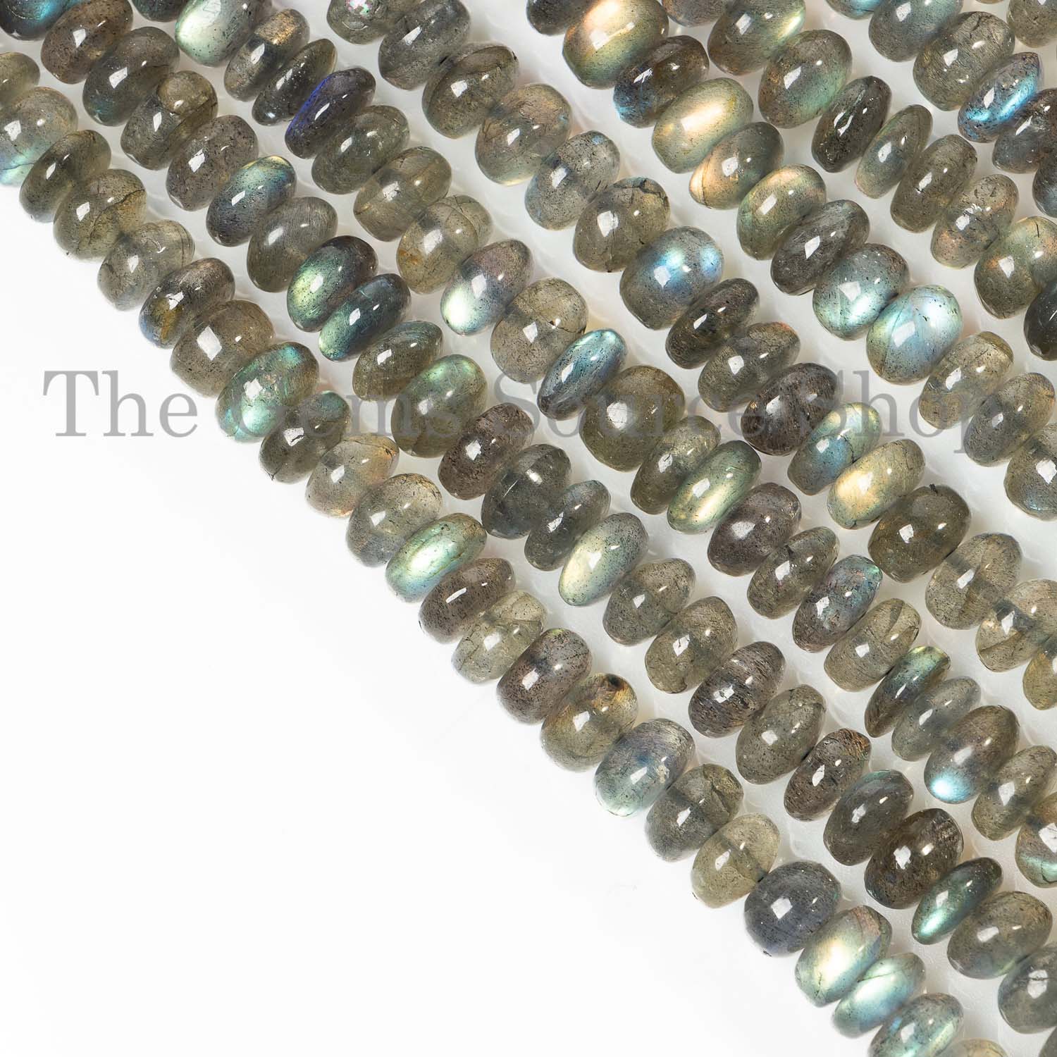7-9 mm Labradorite Smooth Rondelle Beads, Loose Labradorite Strand, Plain Rondelle Beads