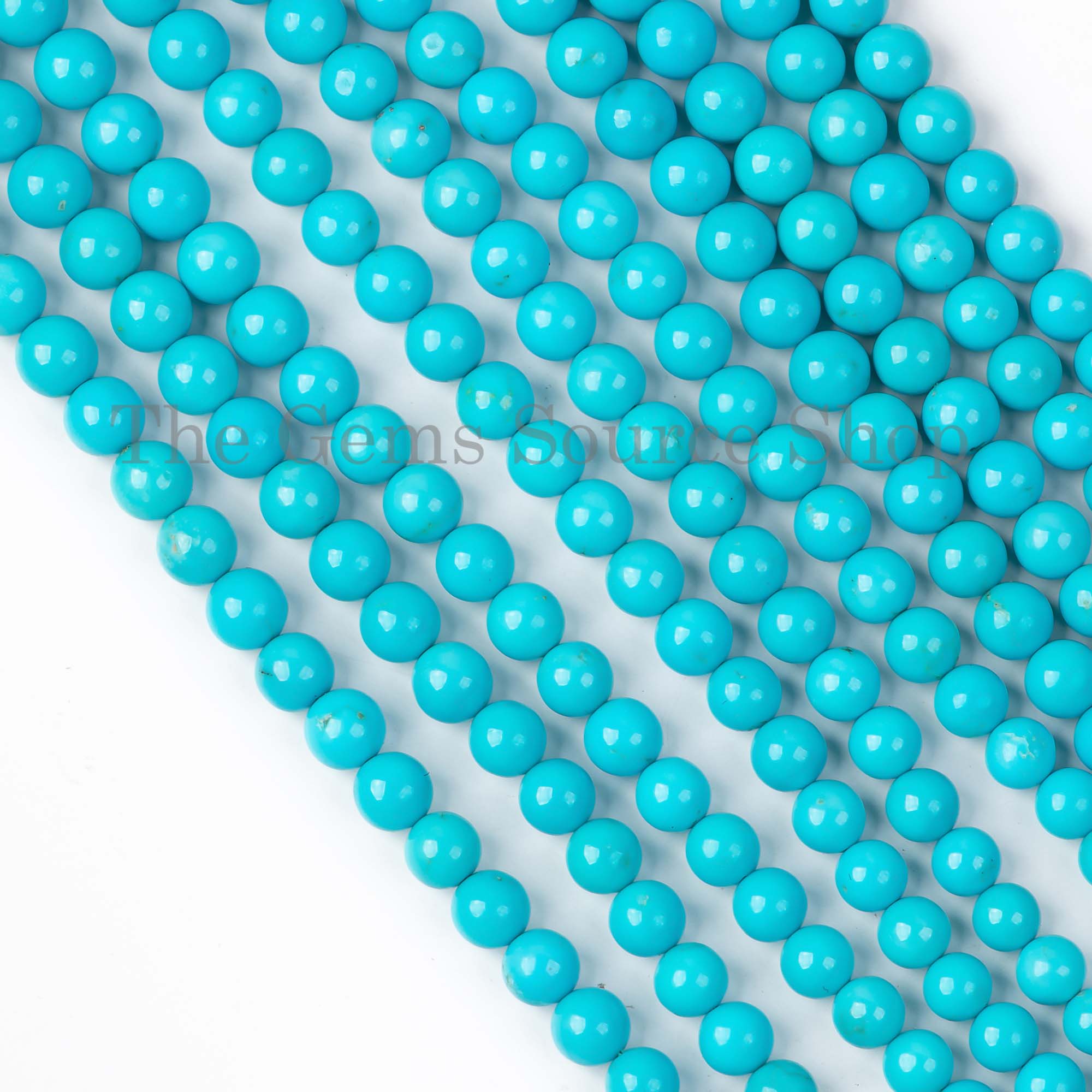 Turquoise Round Ball Beads, Smooth Beads, Turquoise Gemstone, Turquoise Strand