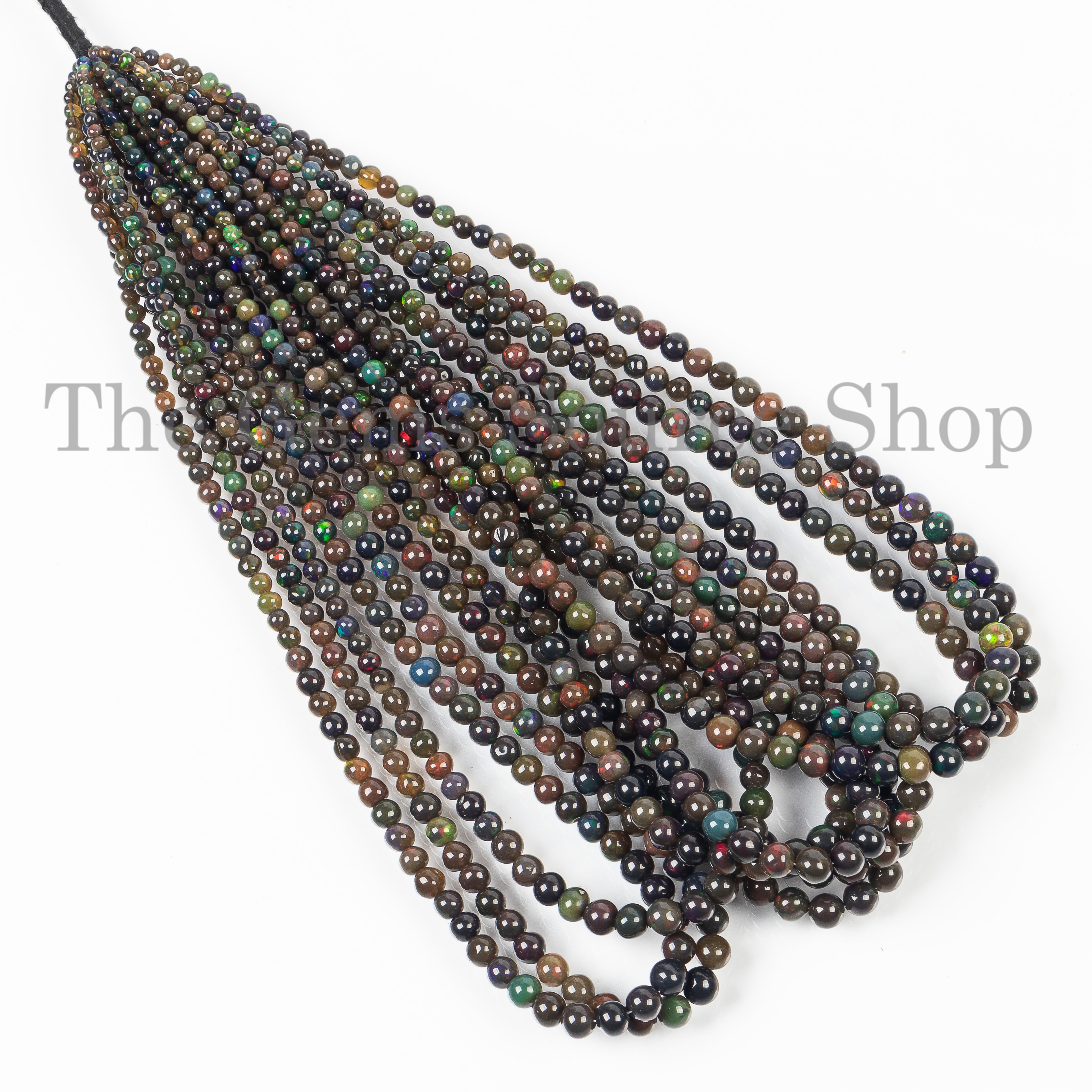 Black Ethiopian Opal Gemstone Beads, Opal Smooth Round Beads