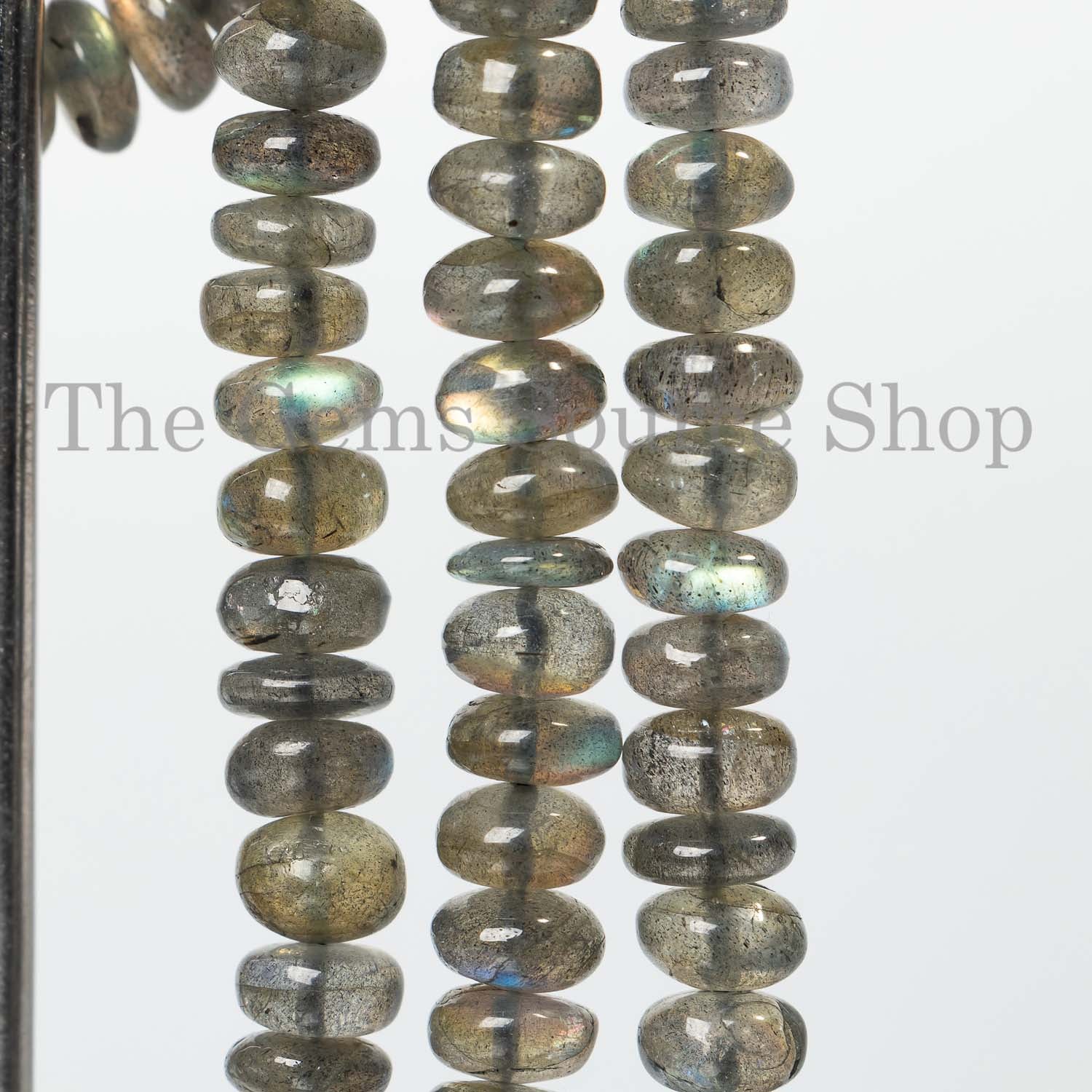 7-9 mm Labradorite Smooth Rondelle Beads, Loose Labradorite Strand, Plain Rondelle Beads