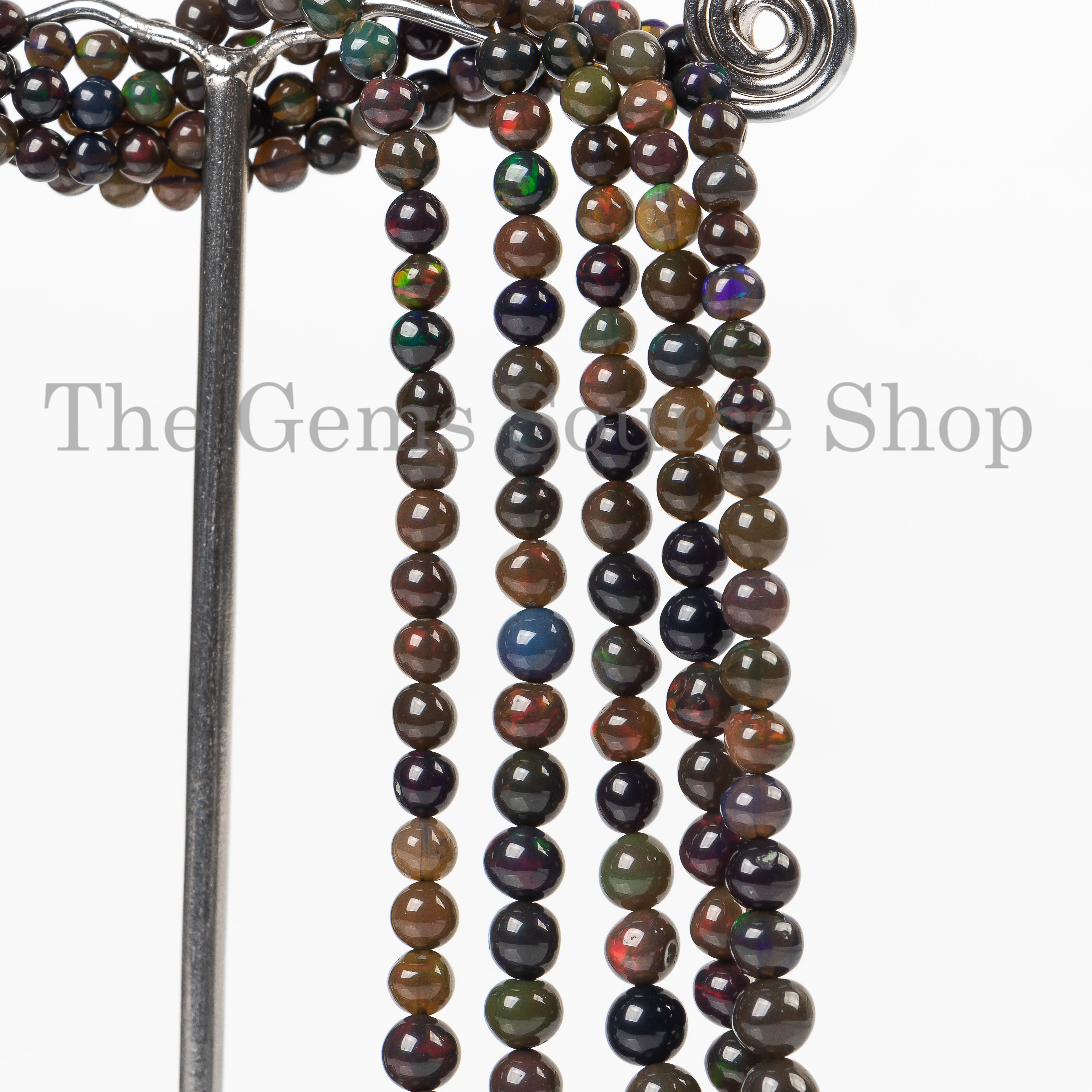 Black Ethiopian Opal Gemstone Beads, Opal Smooth Round Beads