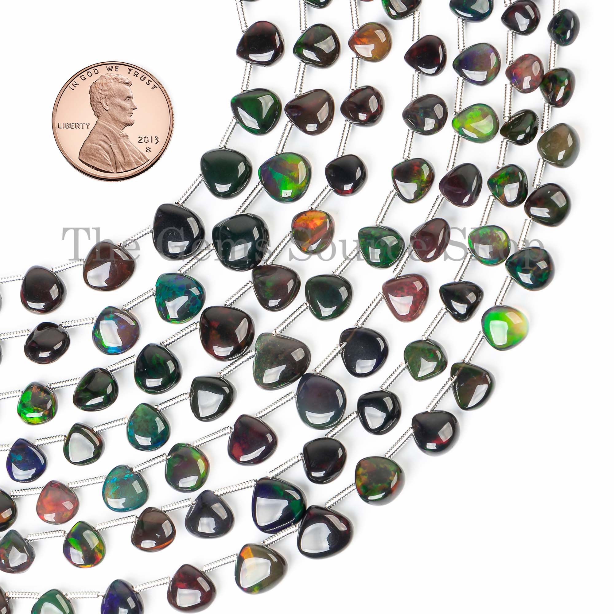 Black Ethiopian Opal Plain Heart Beads, Black Opal Beads, Black Ethiopian Opal Heart Beads