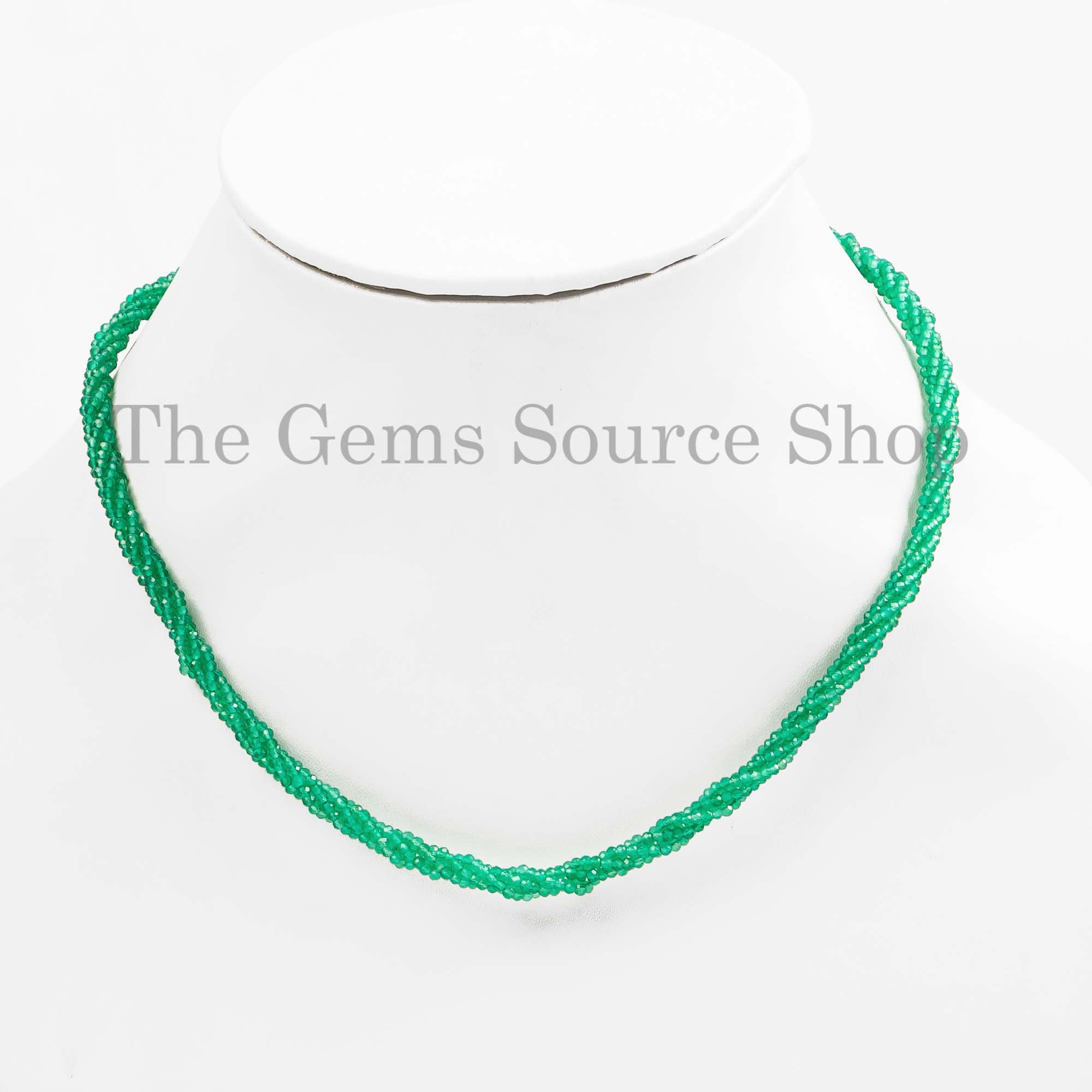 Green Onyx Beads Necklace, Green Onyx Faceted Beads Necklace, Green Onyx Rondelle Beads Necklace