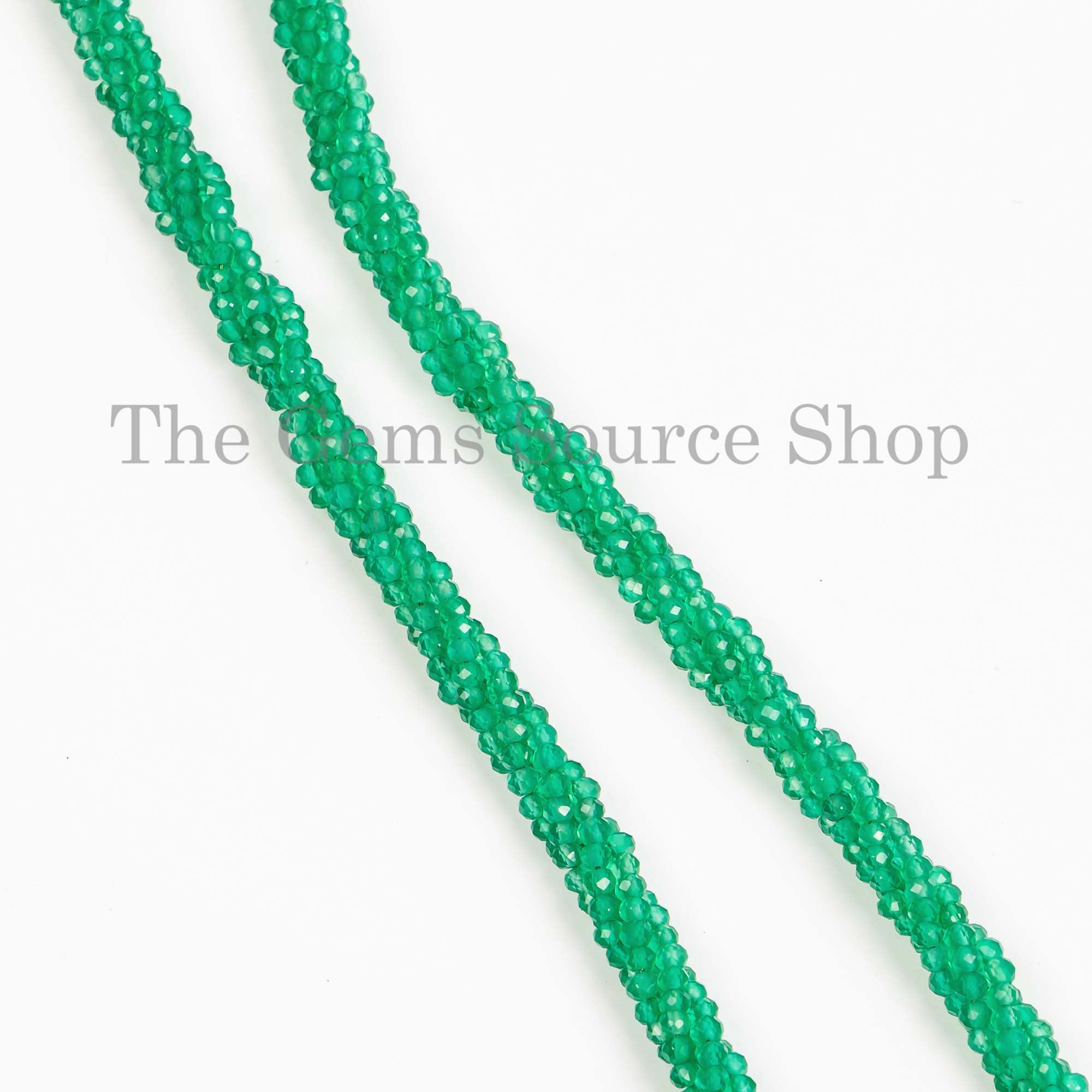 Green Onyx Beads Necklace, Green Onyx Faceted Beads Necklace, Green Onyx Rondelle Beads Necklace
