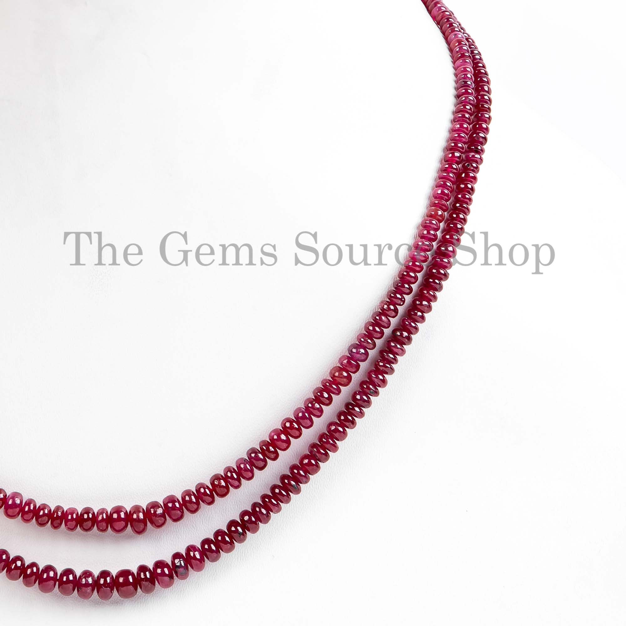 Ruby Smooth Necklace, Beads Necklace, AAA Quality Ruby Necklace, Rondelle Necklace