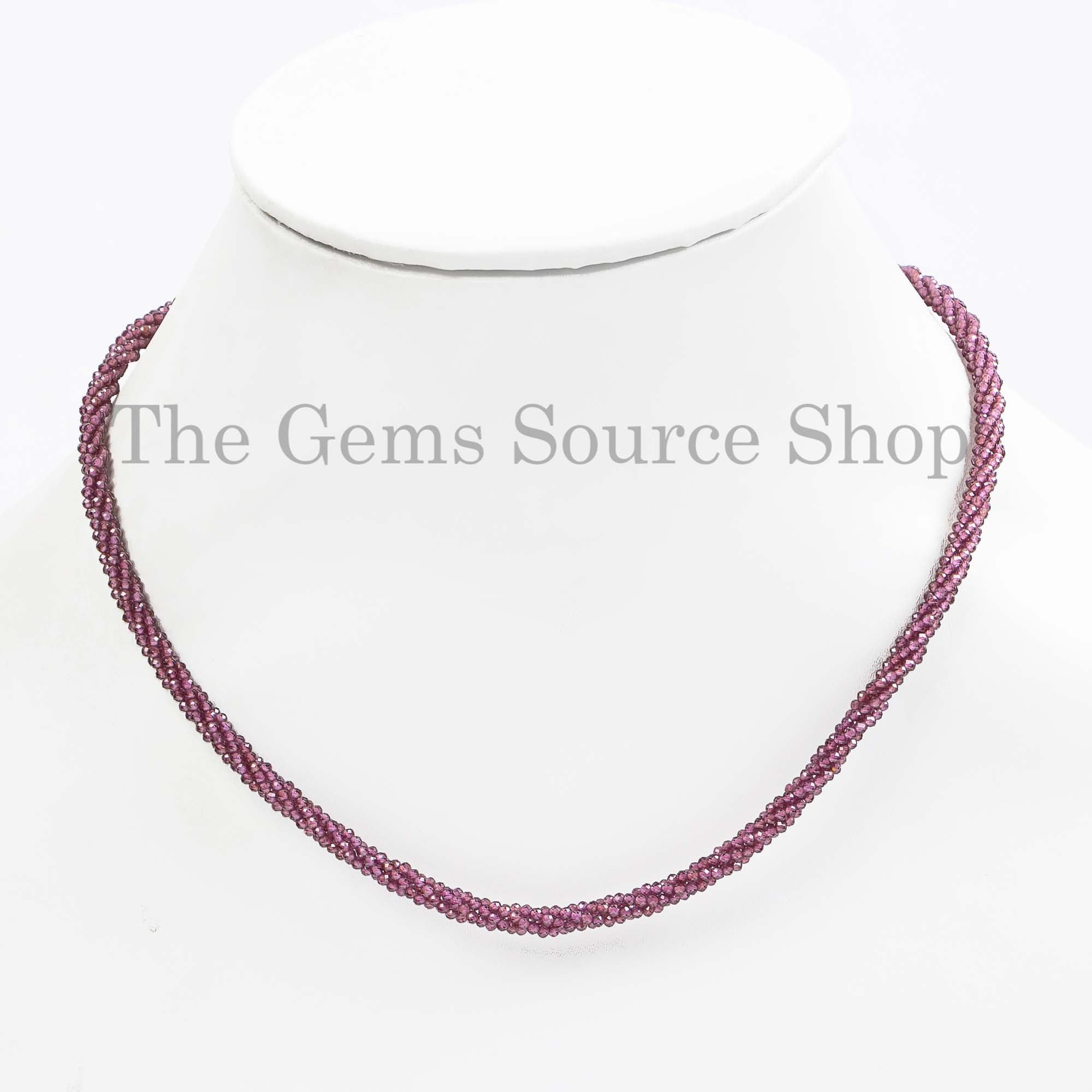 Rhodolite Beads Necklace, Garnet Faceted Rondelle Beads Necklace, Gemstone Beads Necklace