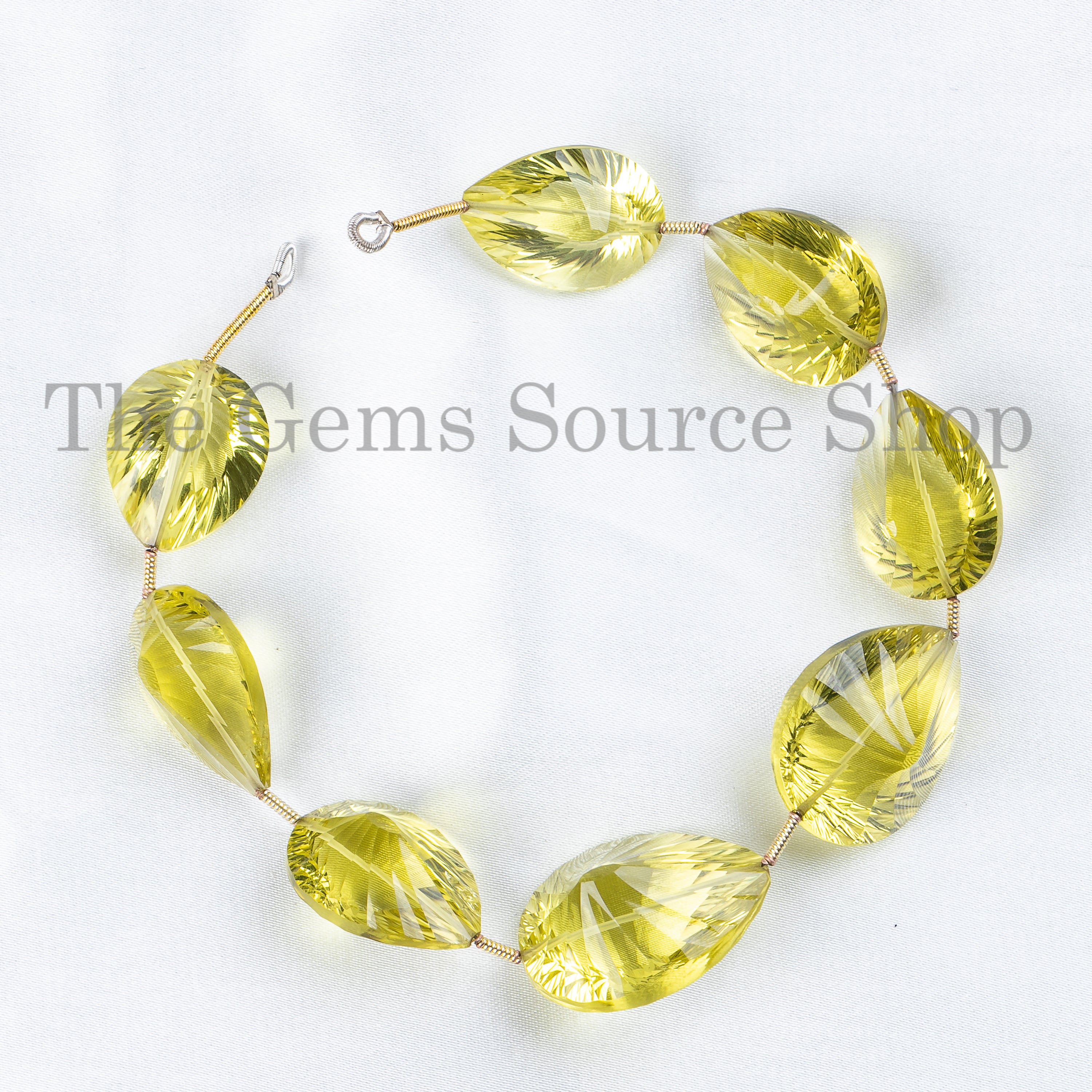 Natural Lemon Quartz Concave Cut Pear Shape Beads, Lemon Quartz Beads