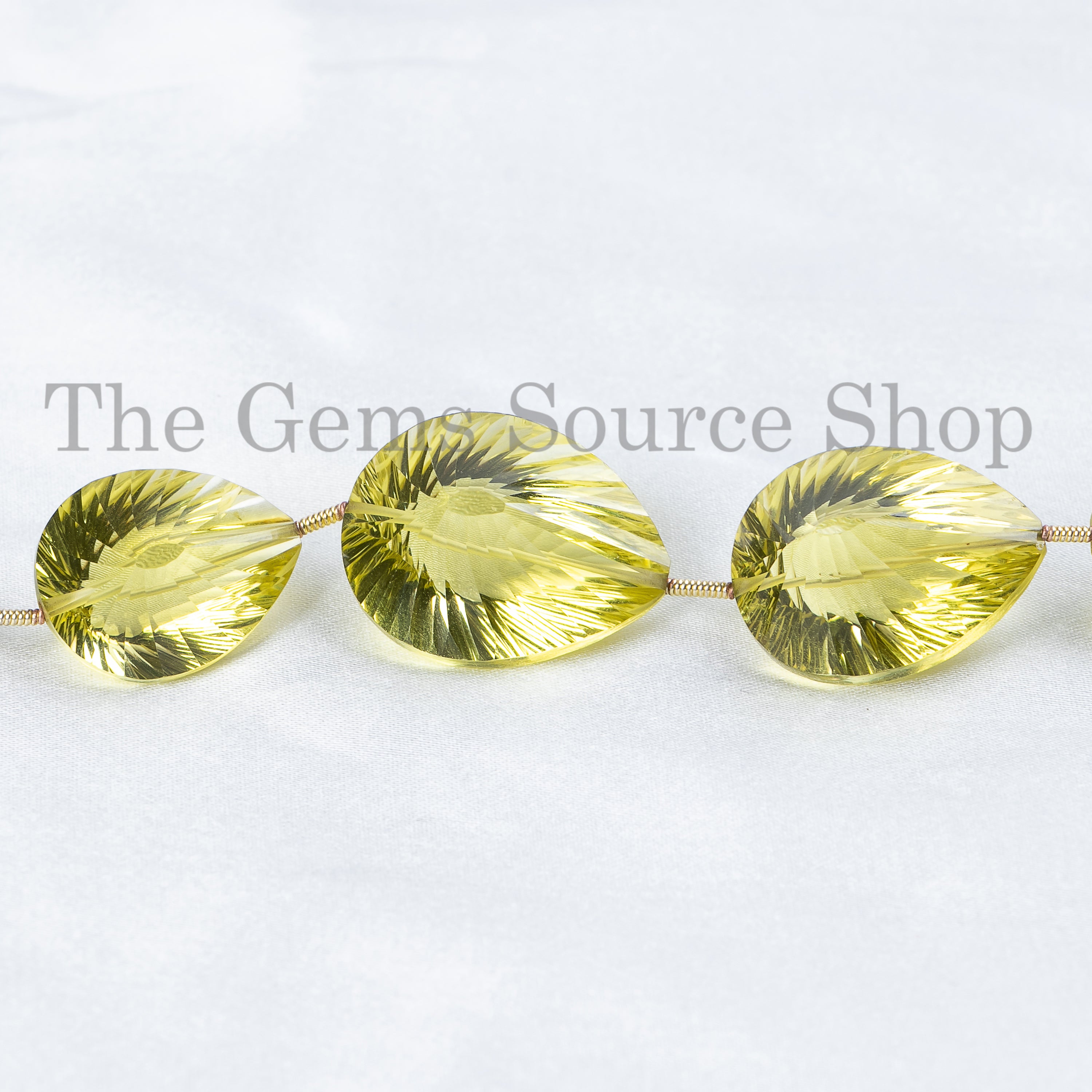 Natural Lemon Quartz Concave Cut Pear Shape Beads, Lemon Quartz Beads