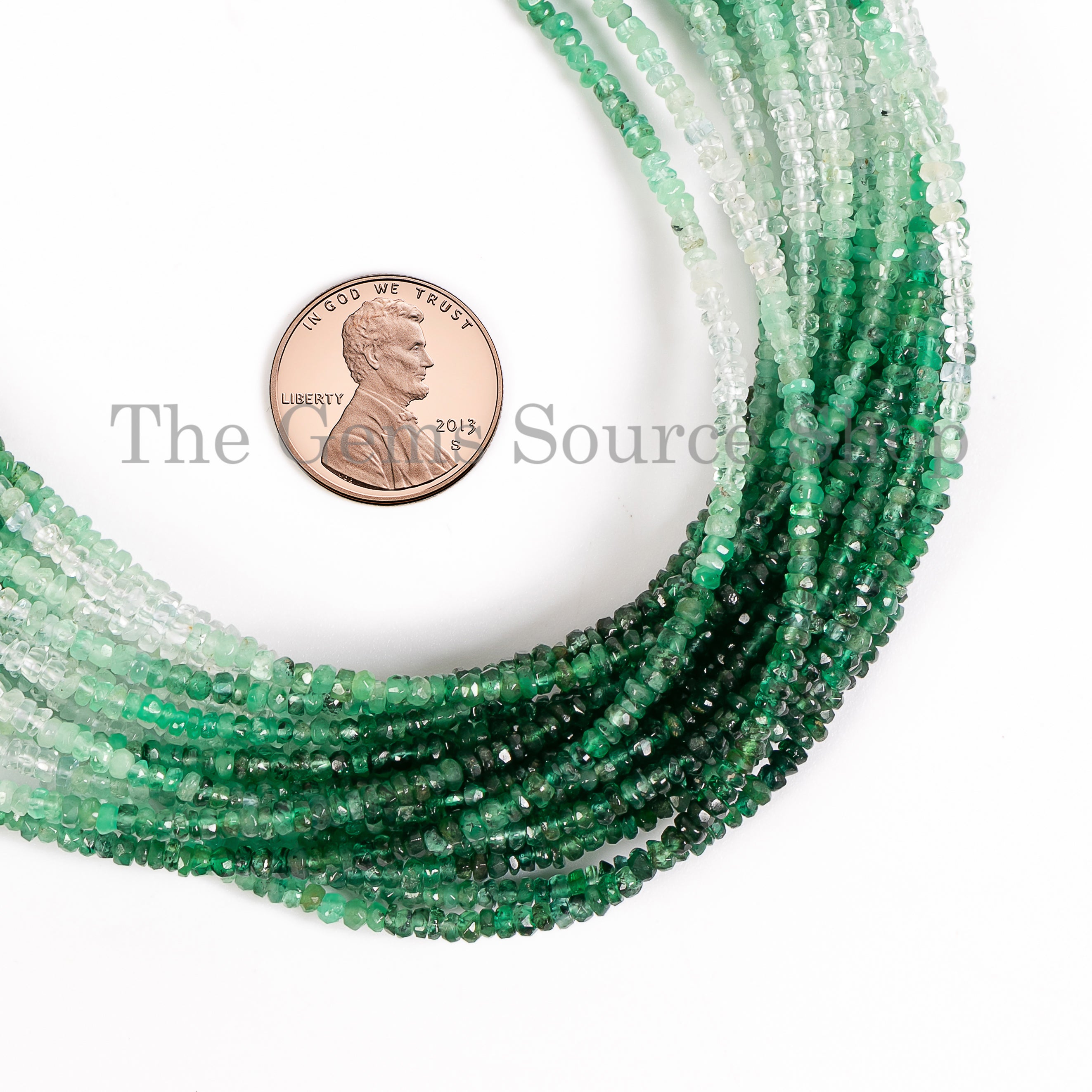 2-2.75 mm Shaded Emerald Briolette Beads, Shaded Emerald Faceted Rondelle Beads, Emerald Faceted Beads, Rondelle Shape Beads, Loose Emerald