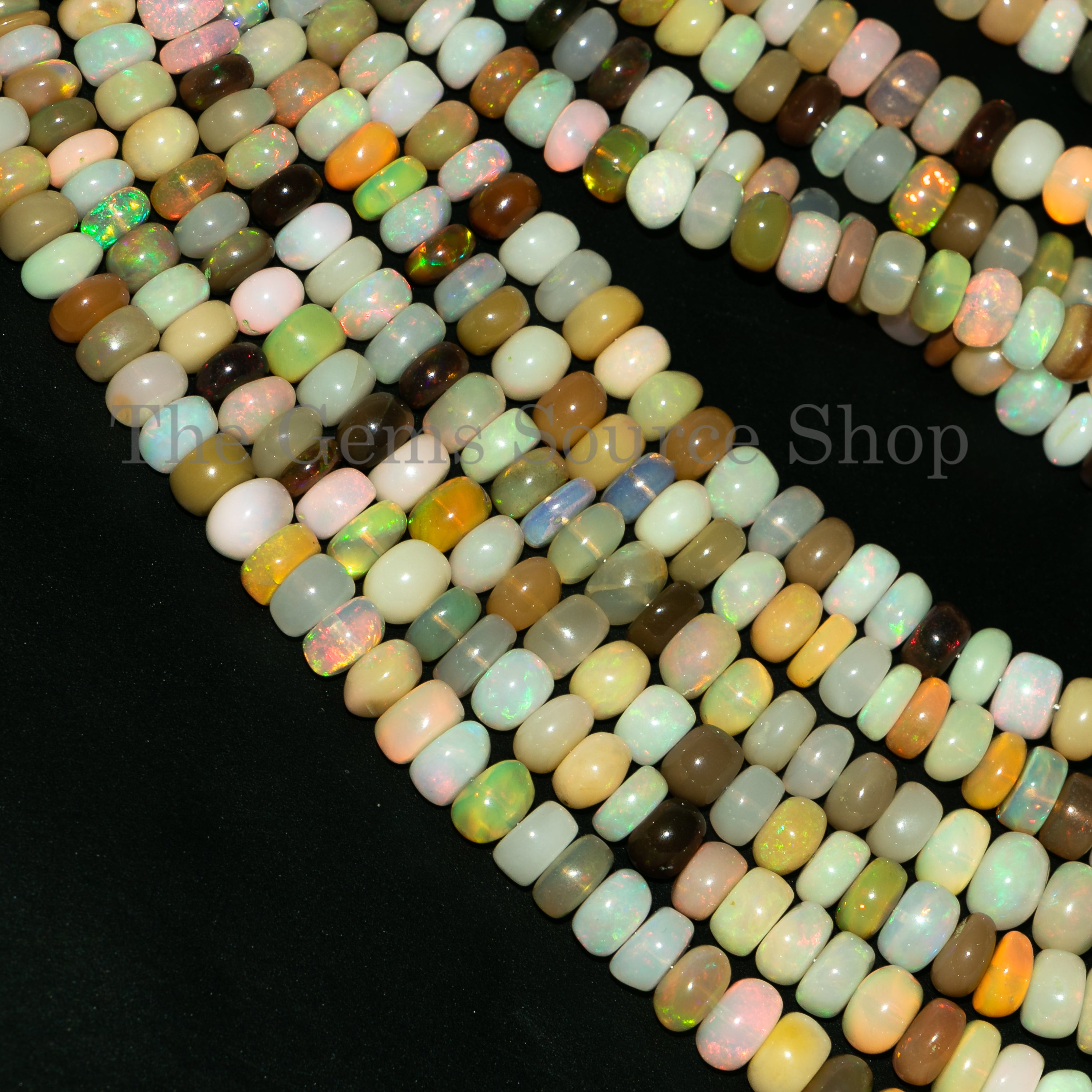 Flashy Disco Ethiopian Opal Beads, Disco Opal Smooth Rondelle Beads, Ethiopian Opal Gemstone Beads