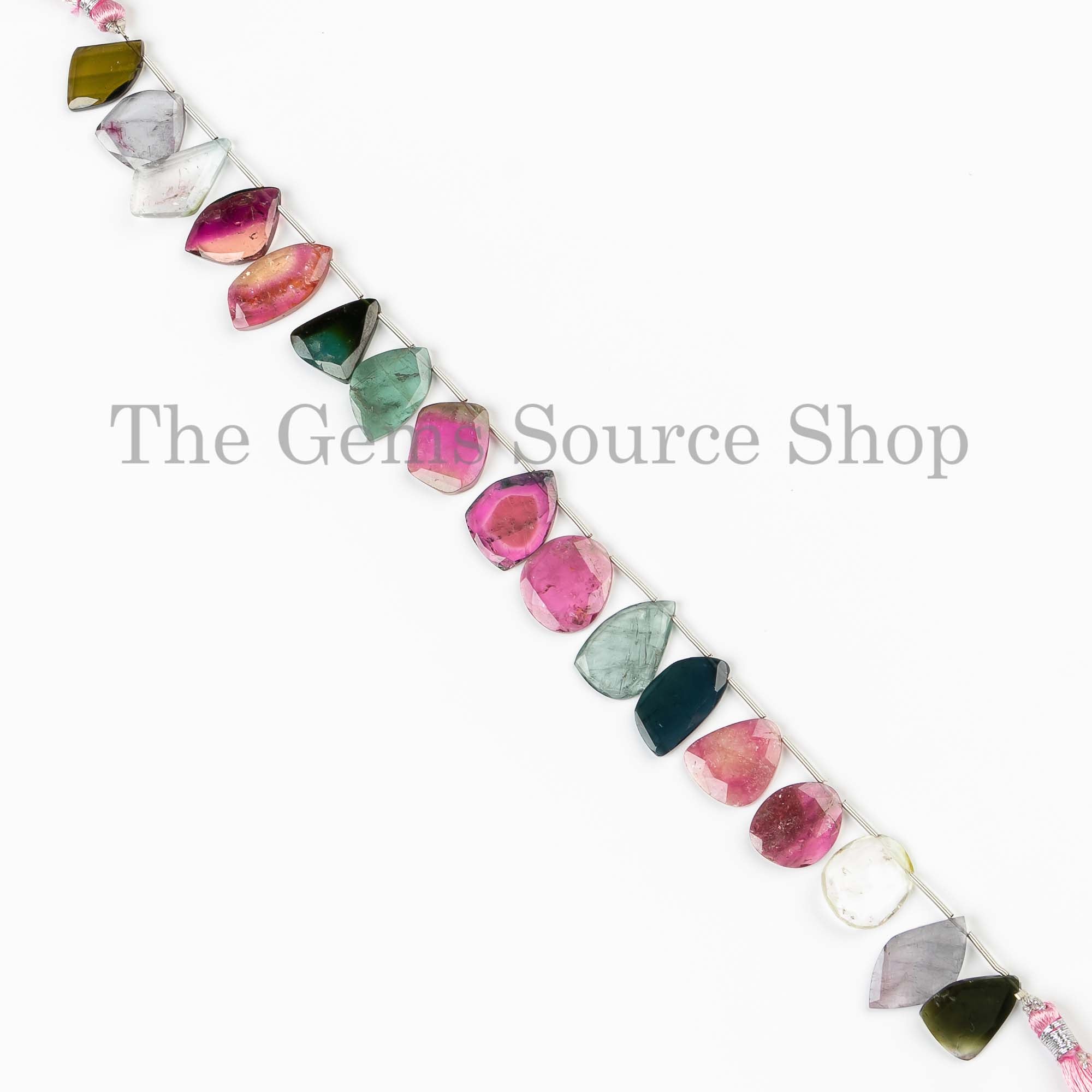 Top Quality Multi Tourmaline Faceted Fancy Cut Beads, Tourmaline Flat Nugget Beads