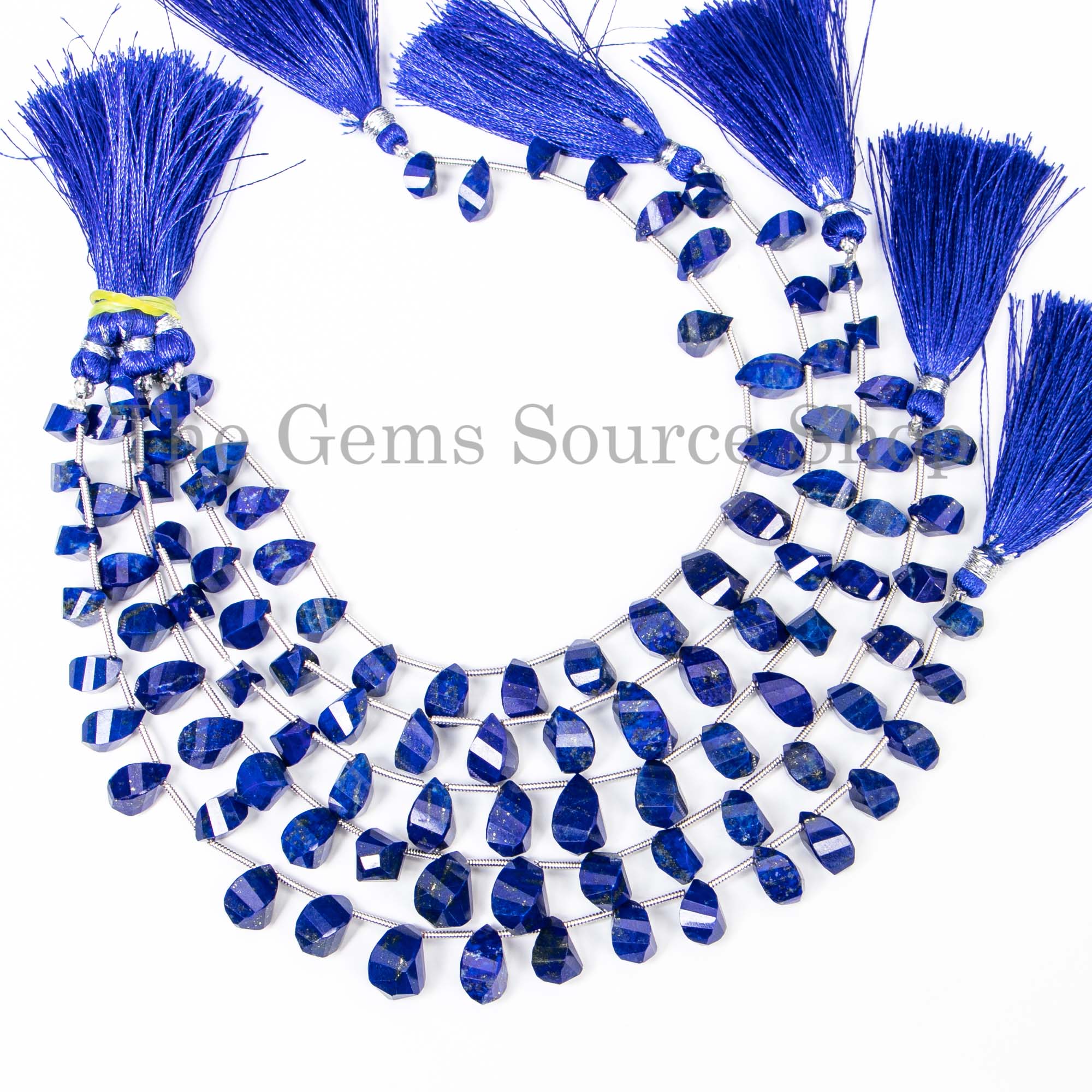 Natural Lapis Lazuli Faceted Twisted Drop Beads, Lapis Lazuli Beads