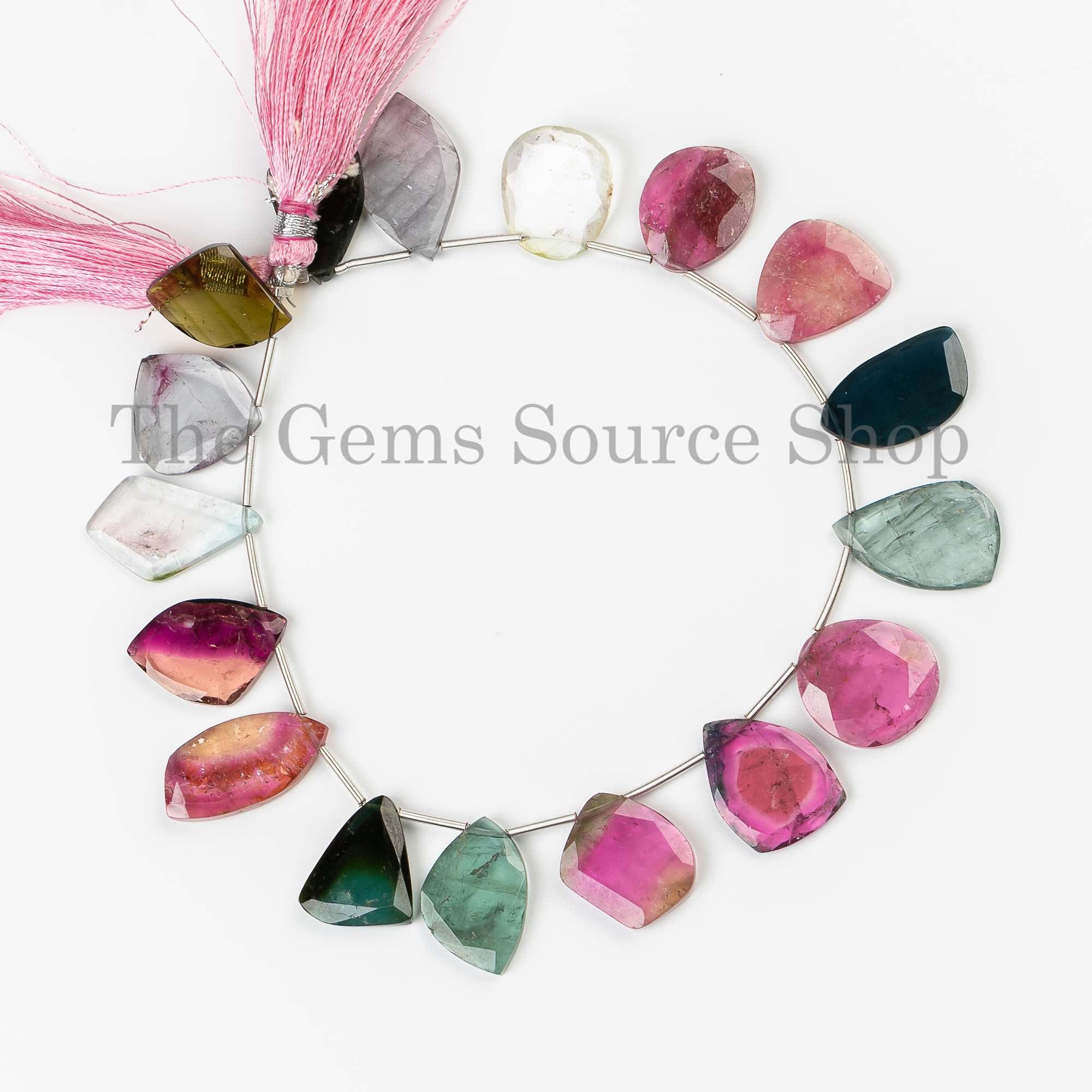 Top Quality Multi Tourmaline Faceted Fancy Cut Beads, Tourmaline Flat Nugget Beads