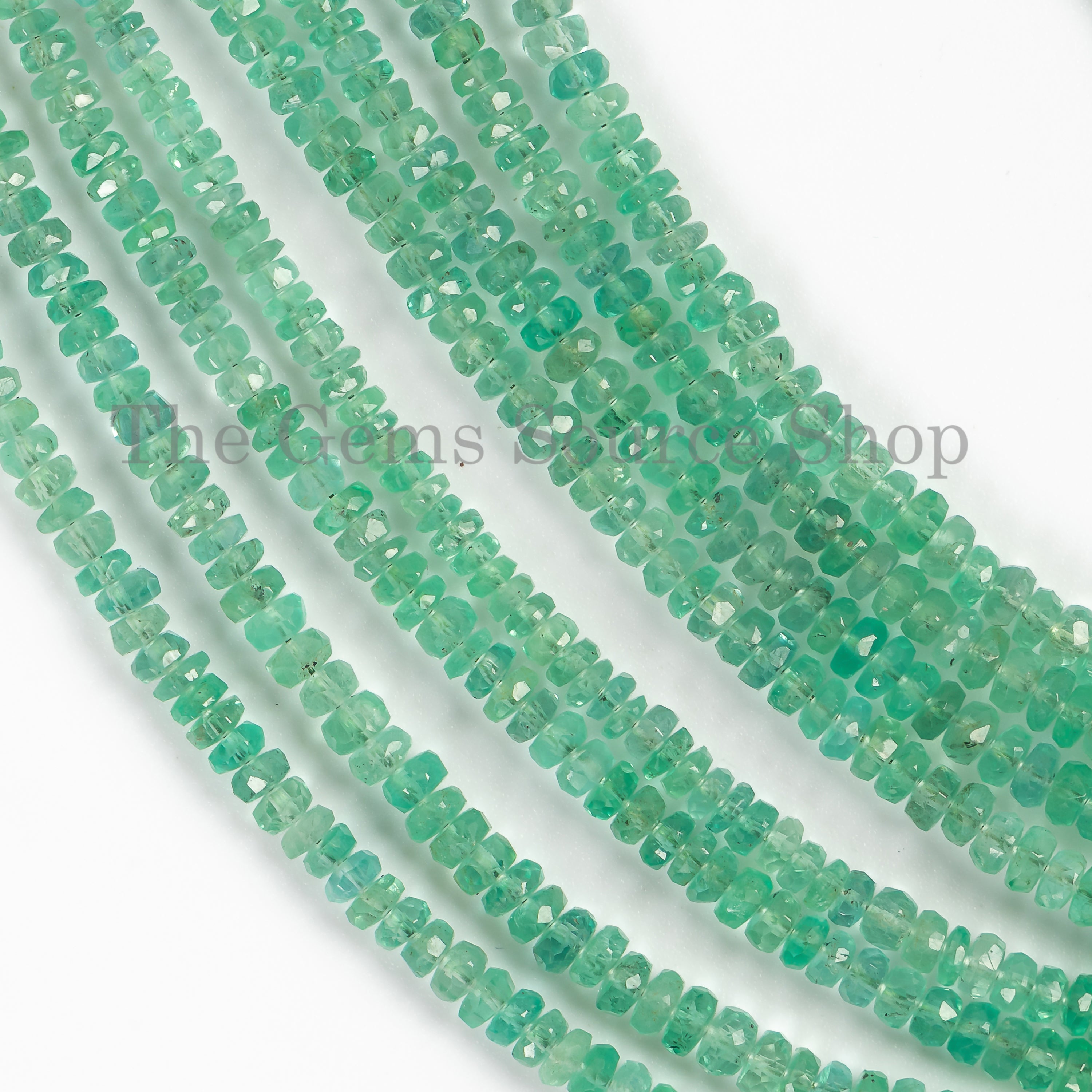 Natural Emerald Beads, Emerald Faceted Rondelle Beads, Emerald Gemstone Beads, TGS-4513