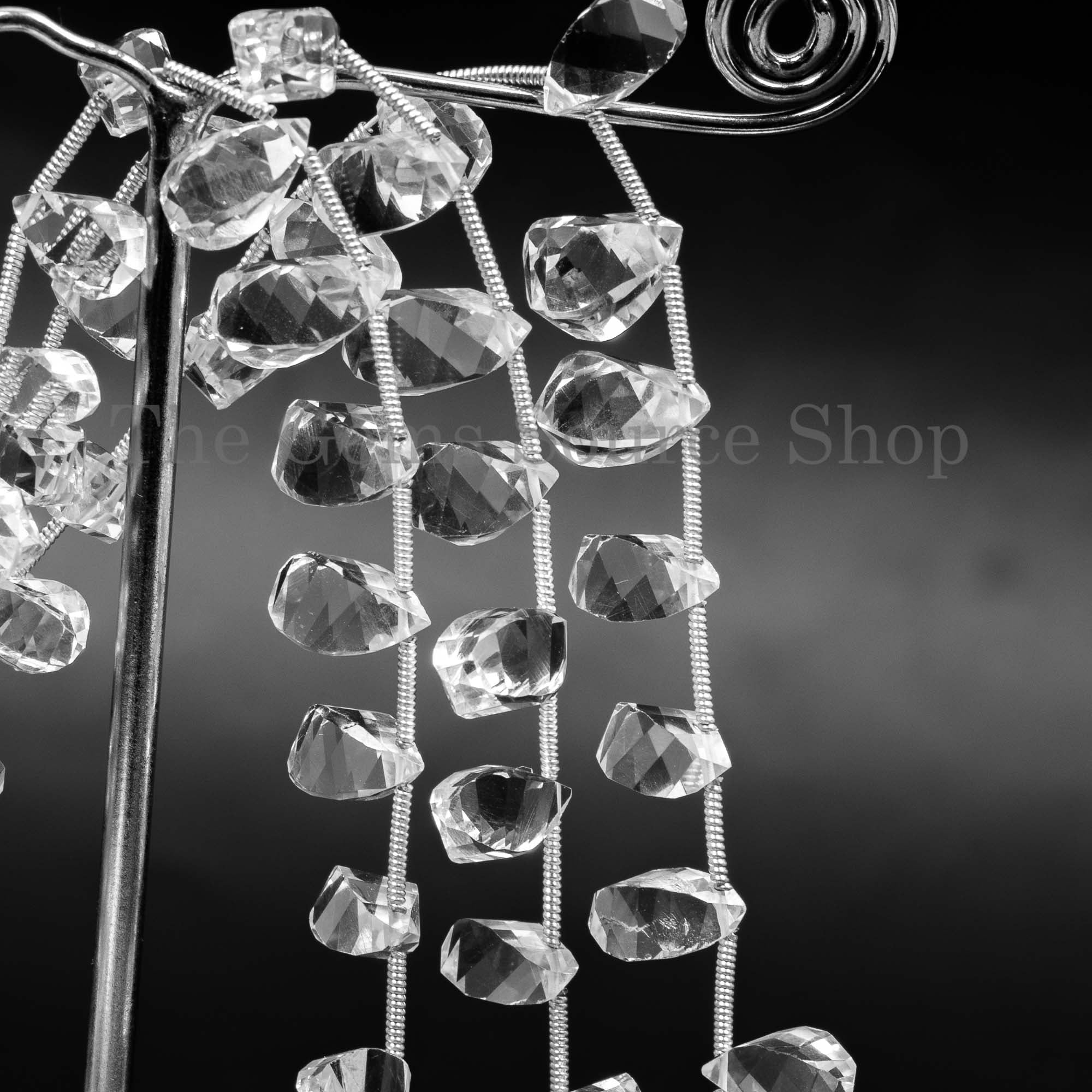 Crystal Quartz Faceted Twisted Drop Beads, Crystal Quartz Fancy Drop Beads
