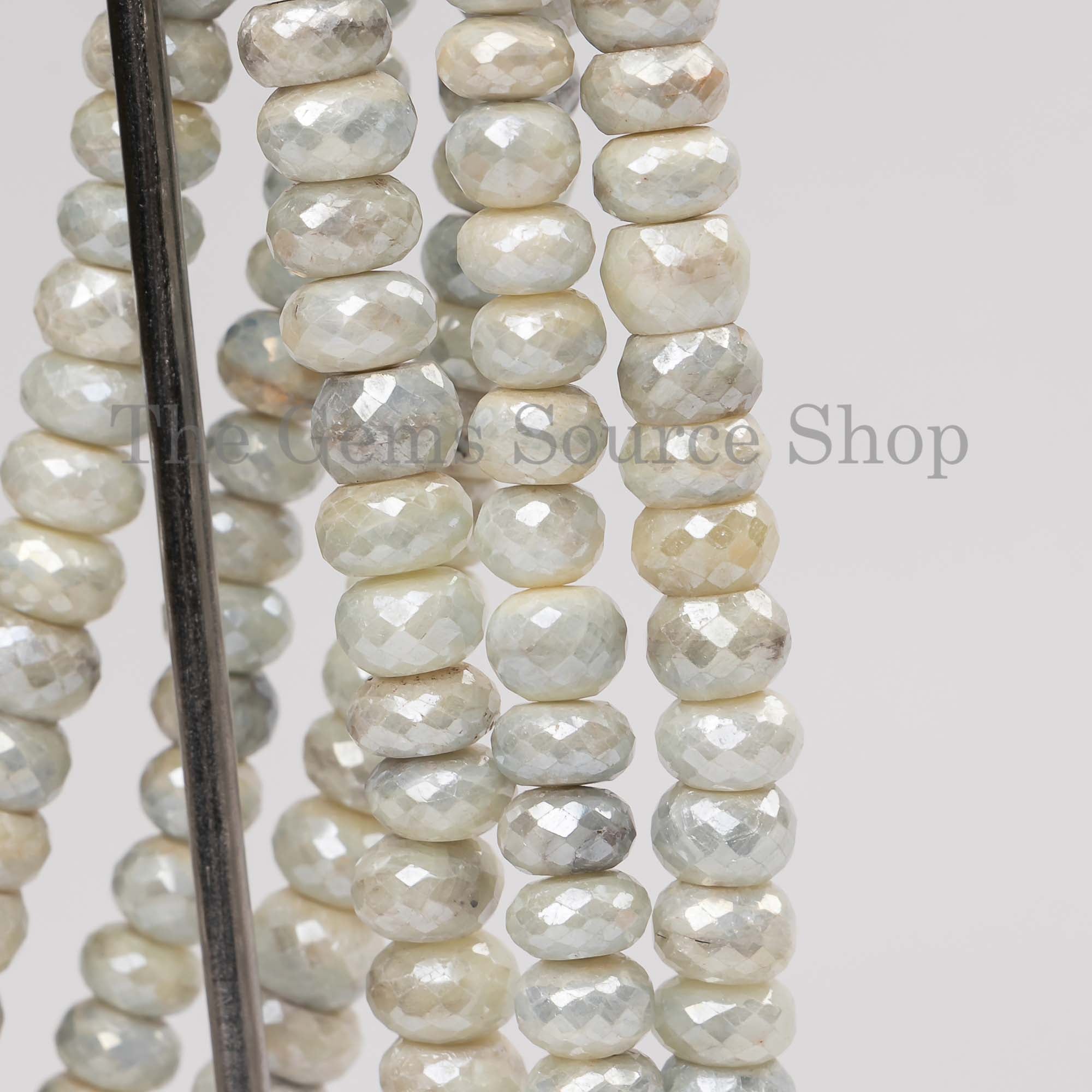 Sapphire Silverite Coated Faceted Rondelle, Coated Sapphire Beads, Sapphire Coated Faceted Beads