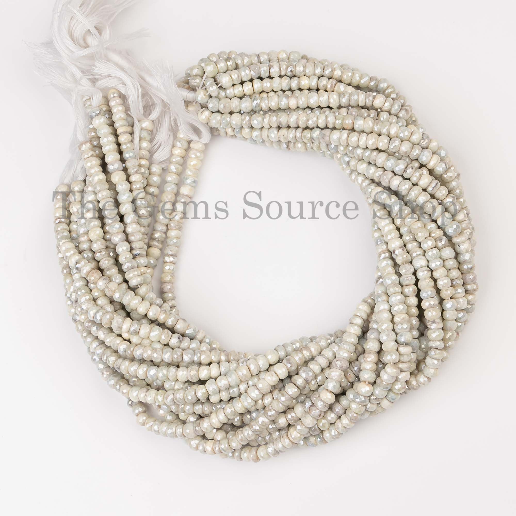 Silverite Coated Sapphire Faceted Rondelle Beads, Coated Sapphire Rondelle, Sapphire Faceted Beads