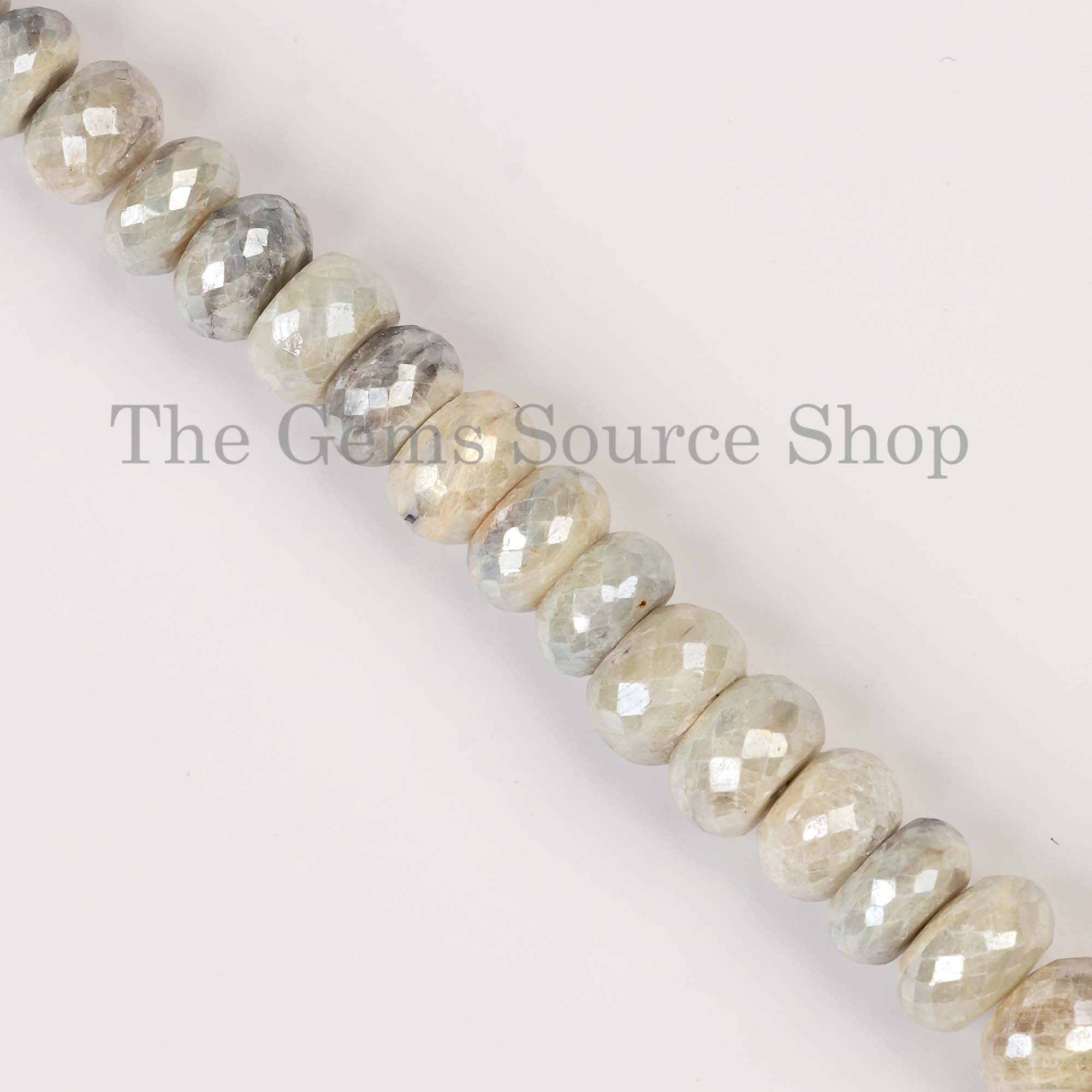 Silverite Coated Sapphire Beads, Coated Sapphire Faceted Beads, Sapphire Rondelle Shape Beads