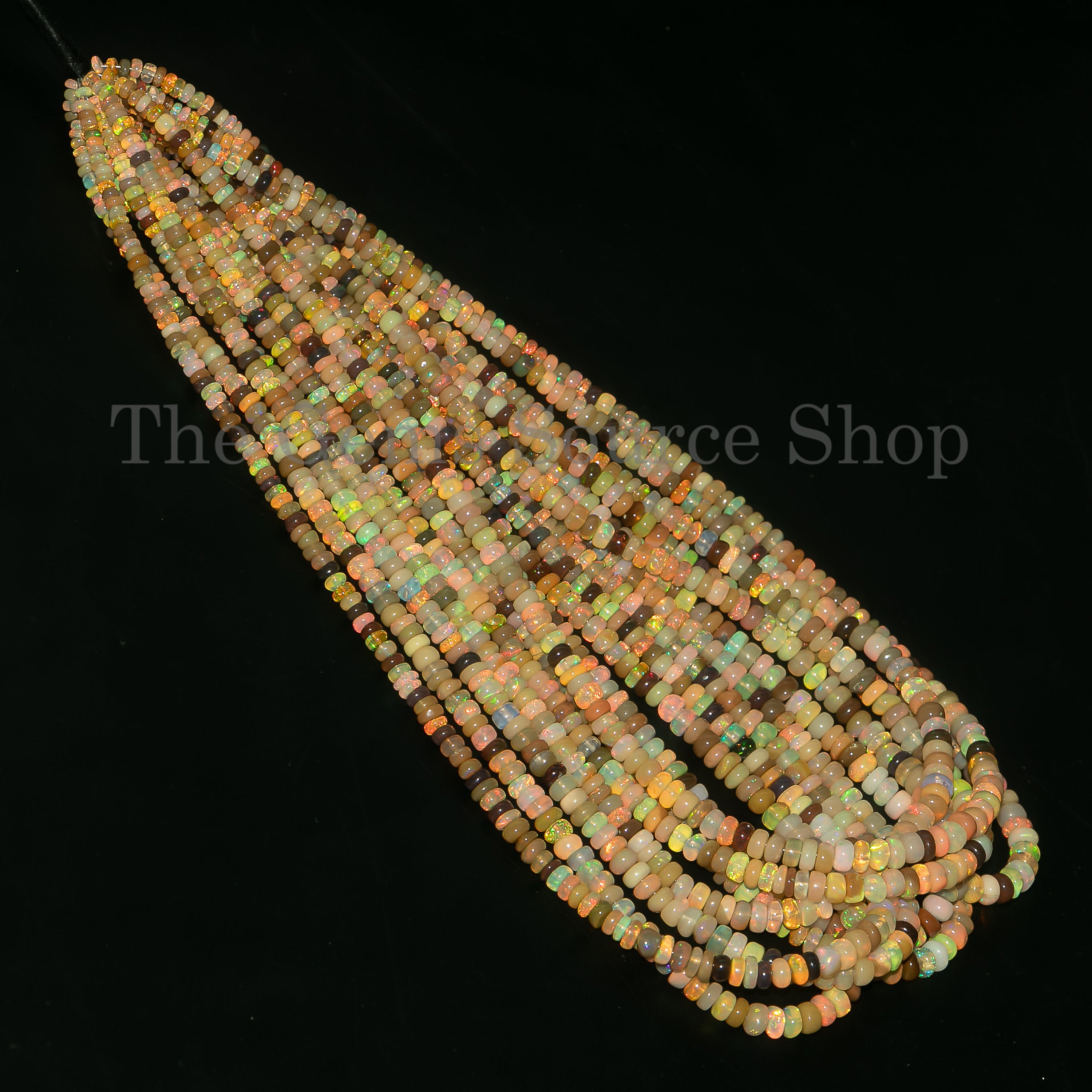 Flashy Disco Opal 3-5mm Smooth Rondelle 16" Beads Strand for Jewelry Makings