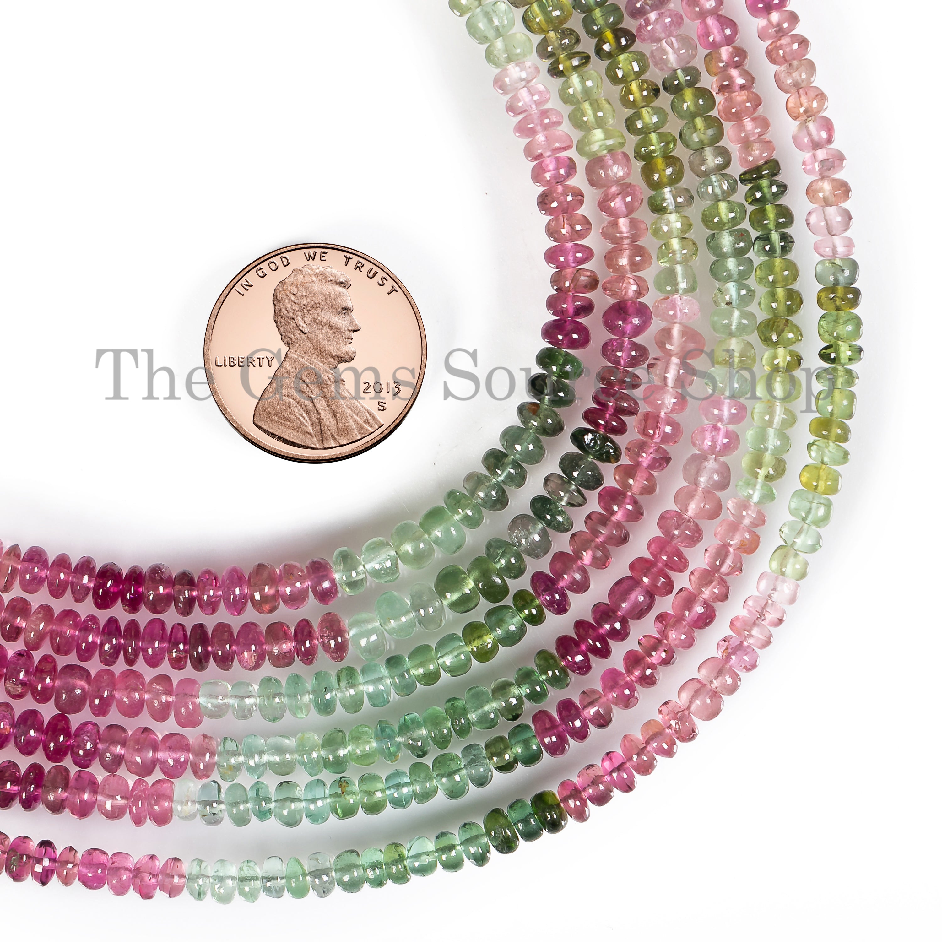 4-4.25mm Natural Multi Tourmaline Smooth Rondelle .40mm Center Drilled Beads Wholesale jewelry making beads