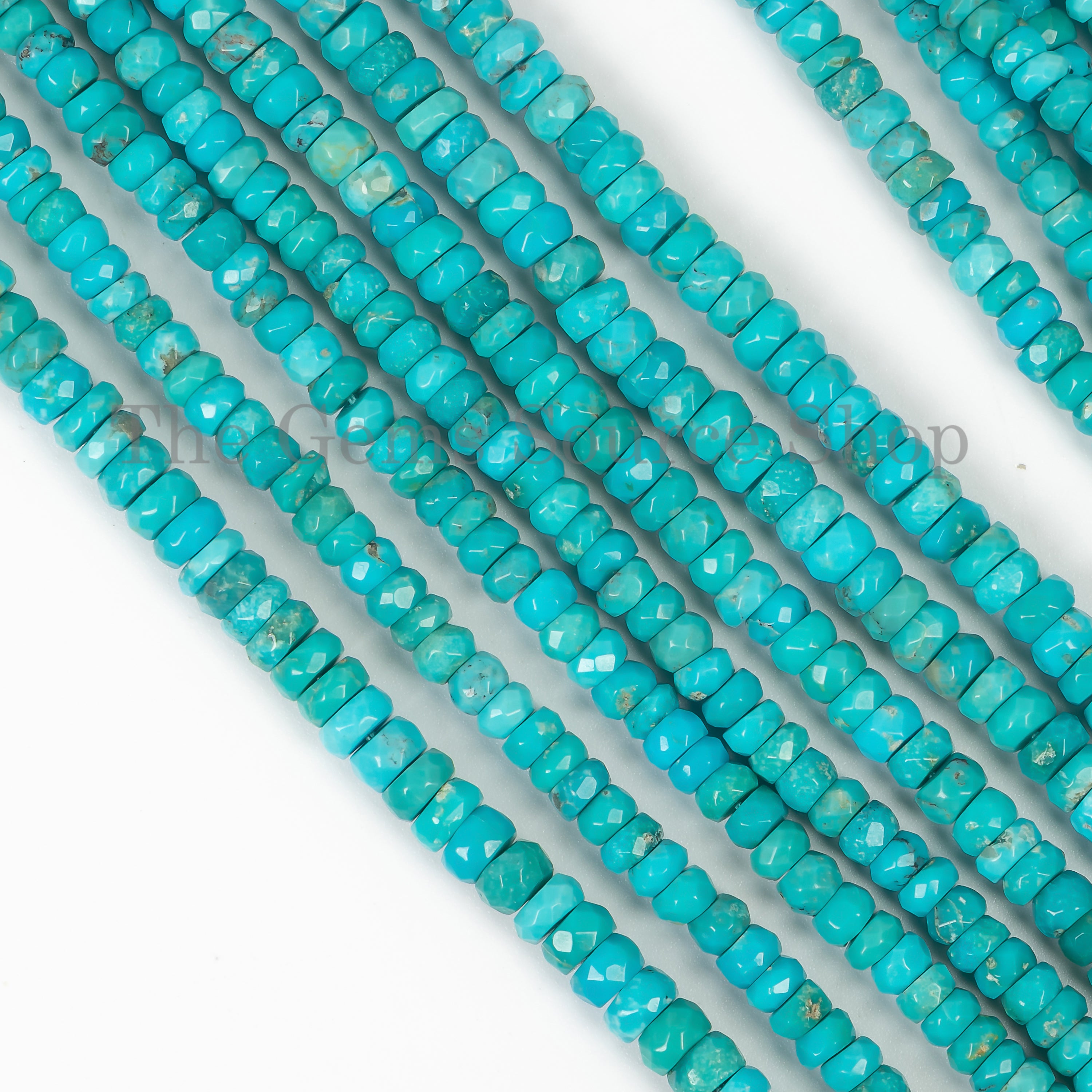 Natural Turquoise Beads, Turquoise Faceted Rondelle Beads, Turquoise Gemstone Beads