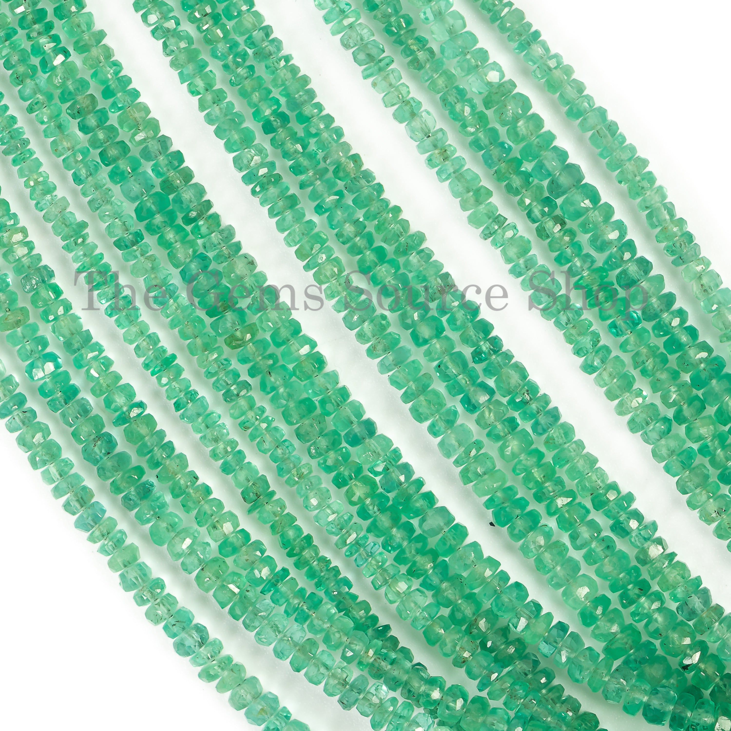 Forest Green Emerald Beads, Emerald Faceted Rondelle Beads, Emerald Gemstone Beads