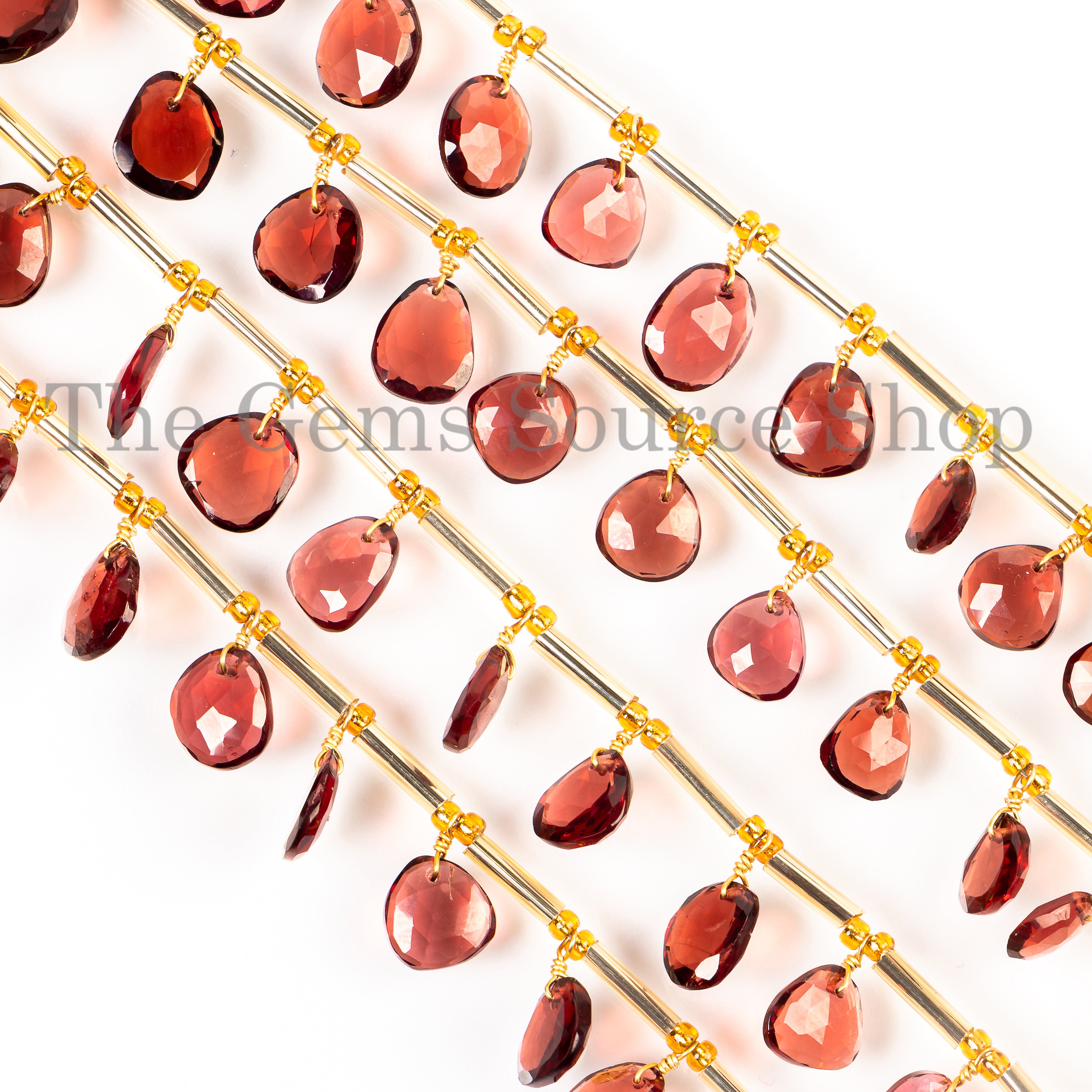 Mozambique Garnet Rose Cut Beads, Gemstone Beads, Garnet Briolette, Fancy Beads, Front to Back Drill Beads, Rosecut Beads, Face Drill Beads