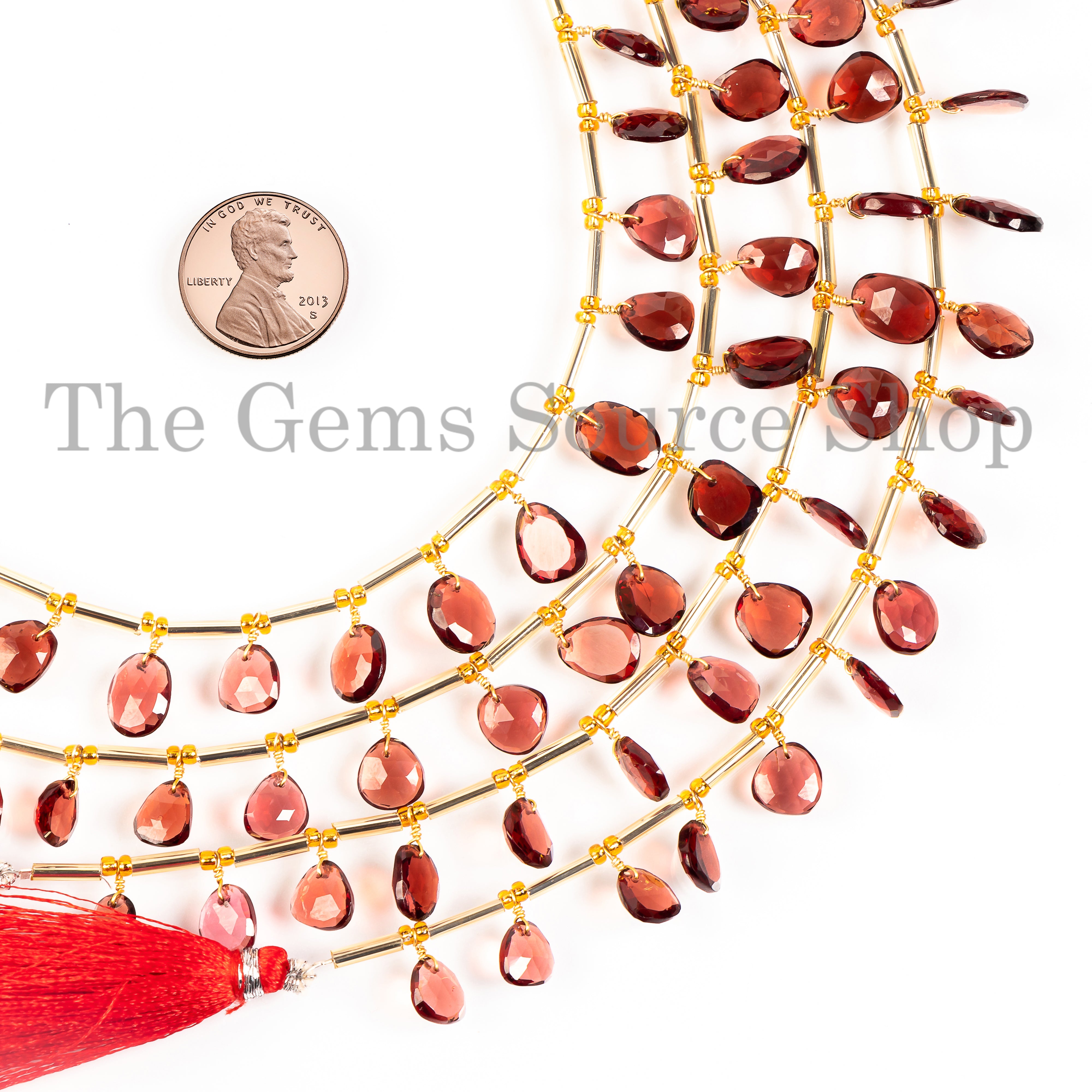 Mozambique Garnet Rose Cut Beads, Gemstone Beads, Garnet Briolette, Fancy Beads, Front to Back Drill Beads, Rosecut Beads, Face Drill Beads