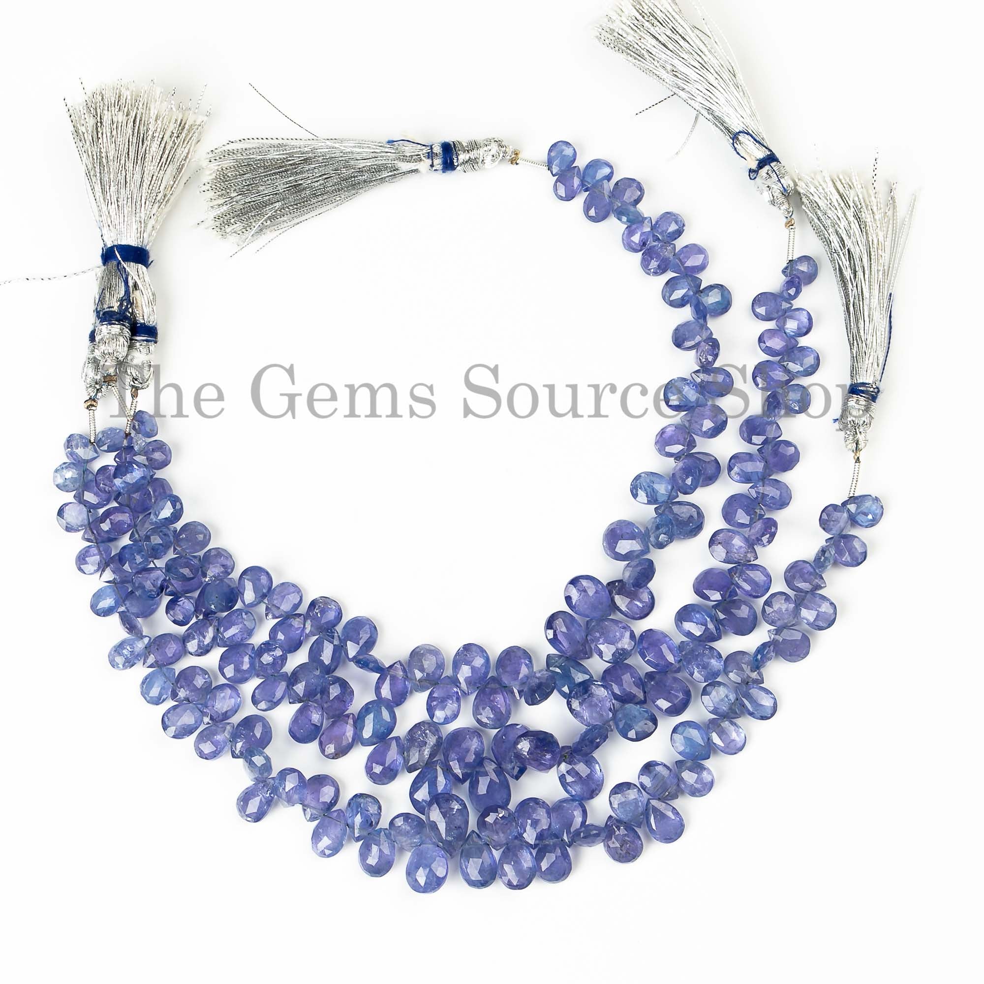 December Birthstone Tanzanite Faceted Pear Shape Beads Strand 4x6-7x10mm-8"