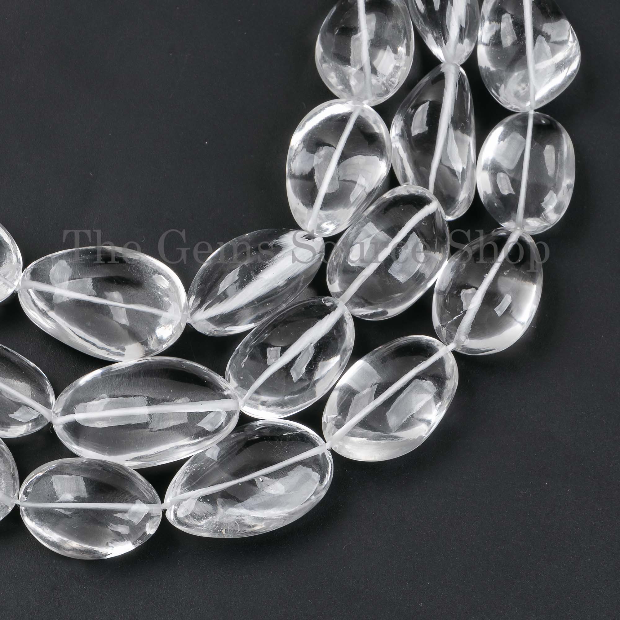 Nugget Shape Smooth Natural Crystal Quartz Straight Drilled 10x15-16x22mm Beads 17" Strand