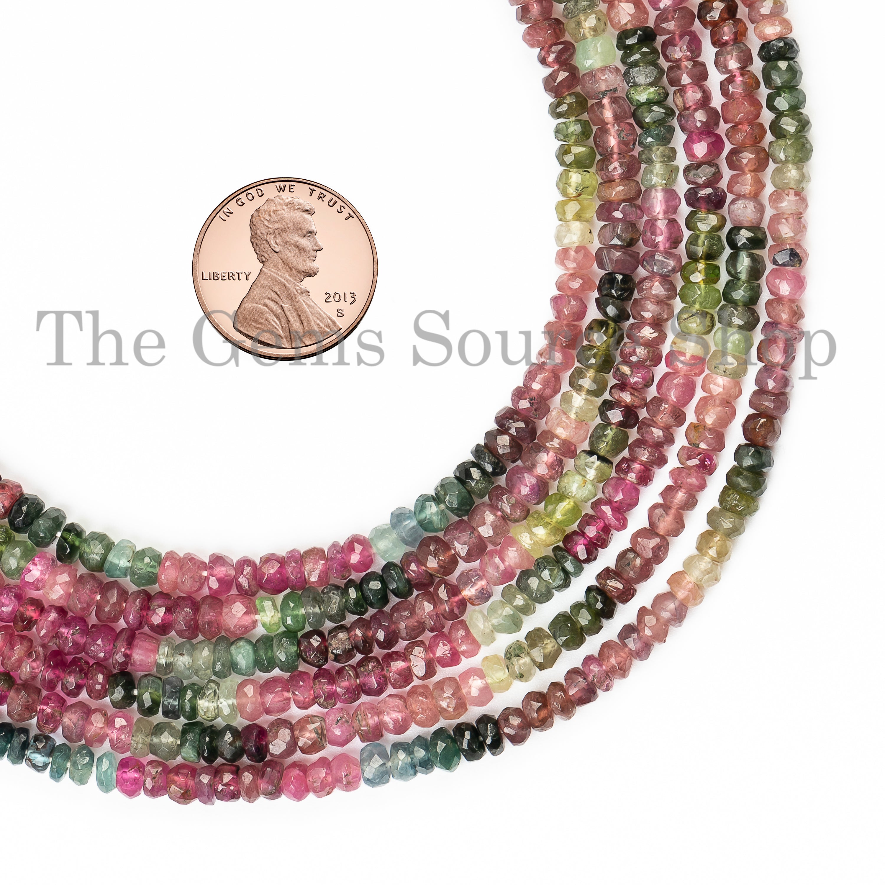 4-4.5mm Multi Tourmaline Faceted Rondelle Gemstone Natural Beads