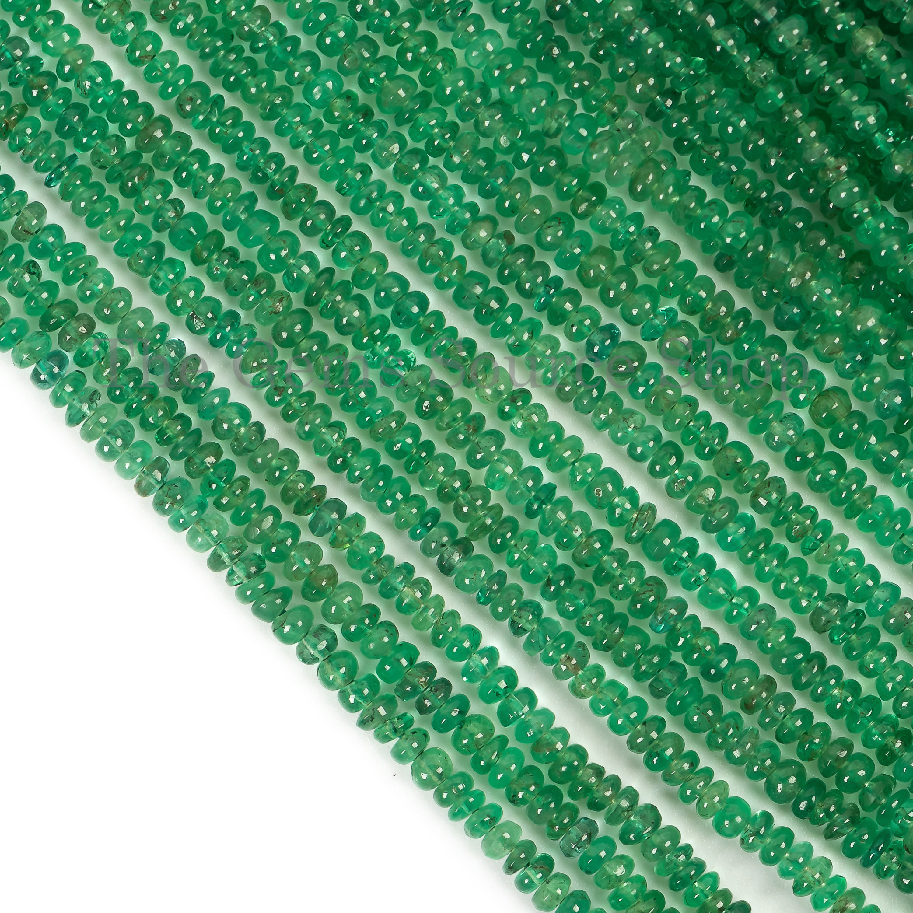 Natural Emerald Beads, 2.5-3 mm Emerald Rondelle Shape, Emerald Smooth Beads, Emerald Gemstone Beads, Emerald Plain Jewelry Making Beads