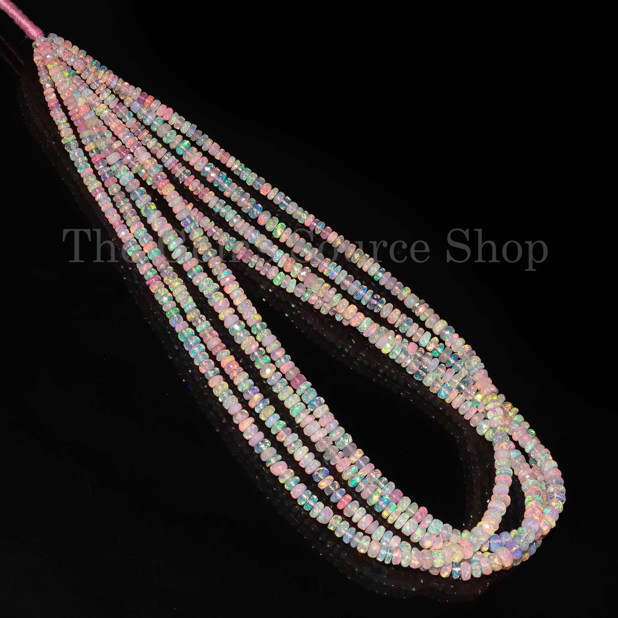 Rose Ethiopian Opal Beads, Opal Faceted Rondelle Beads, Gemstone Beads