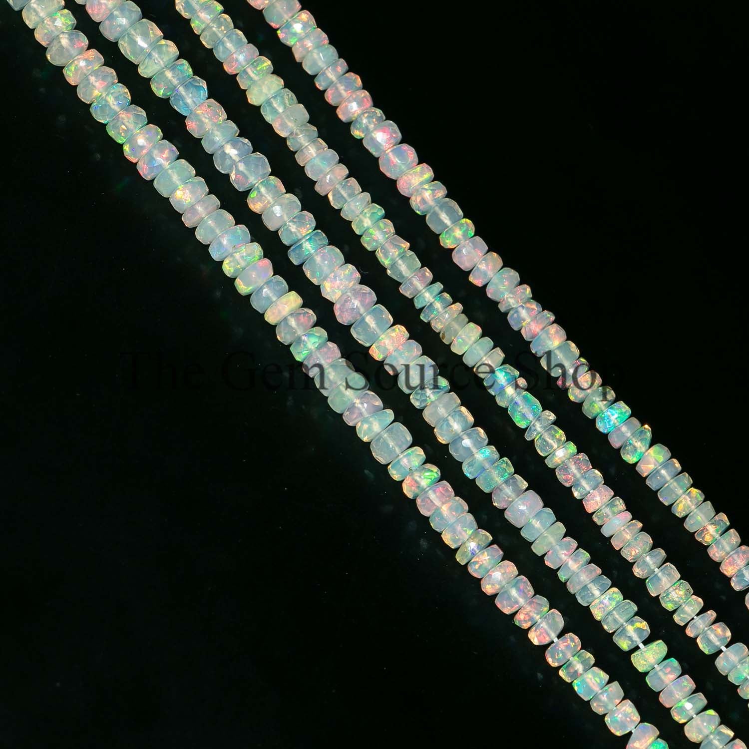 Natural Ethiopian Opal Faceted Rondelle Shape Beads TGS-2177
