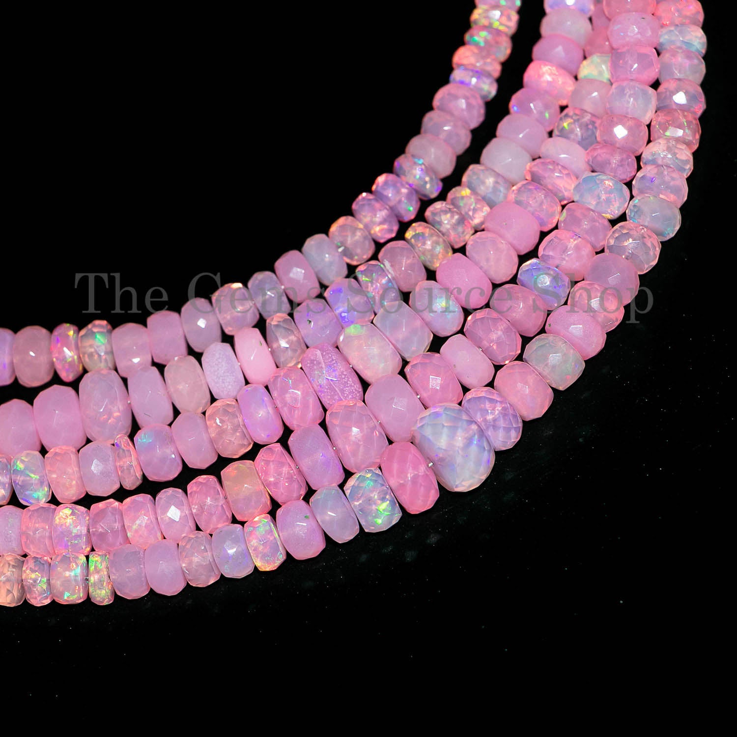 Pink Opal Faceted Beads, Pink Opal Rondelle Beads, Pink Opal Gemstone Beads