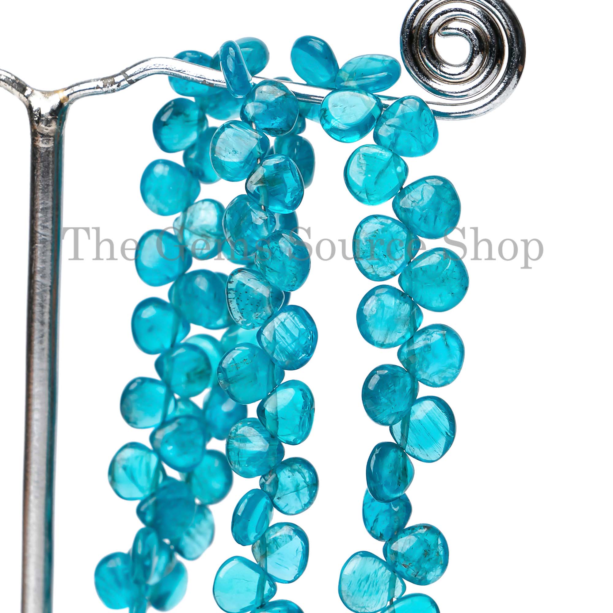 Neon Apatite Smooth Heart Gemstone Beads Briolette Strand, Wholesale Beads
