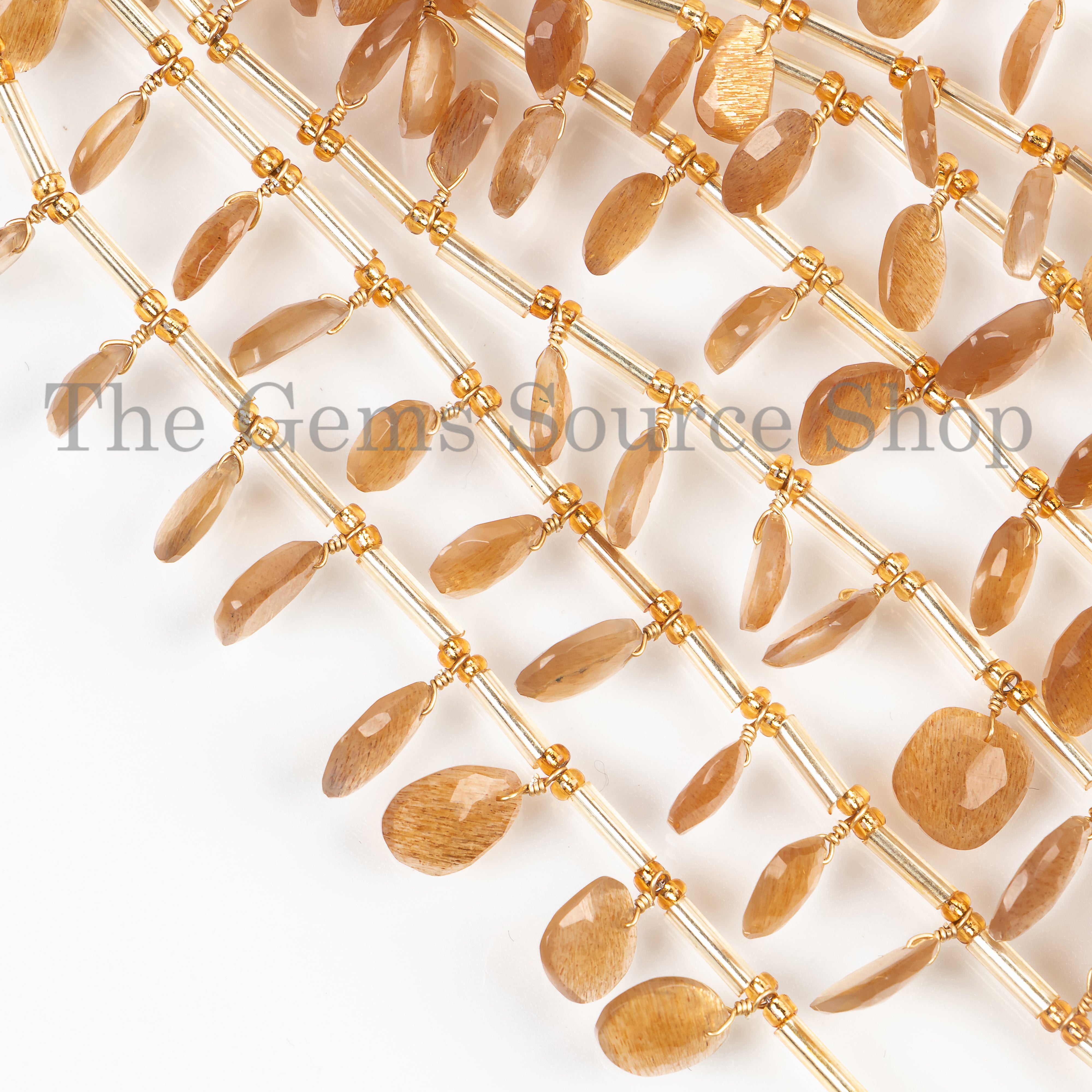 Golden Moonstone Beads, Face Drill Beads, Front to Back Drilled, Rosecut Beads, Fancy Beads, Flat Cabs Faceted Briolette, Moonstone Beads