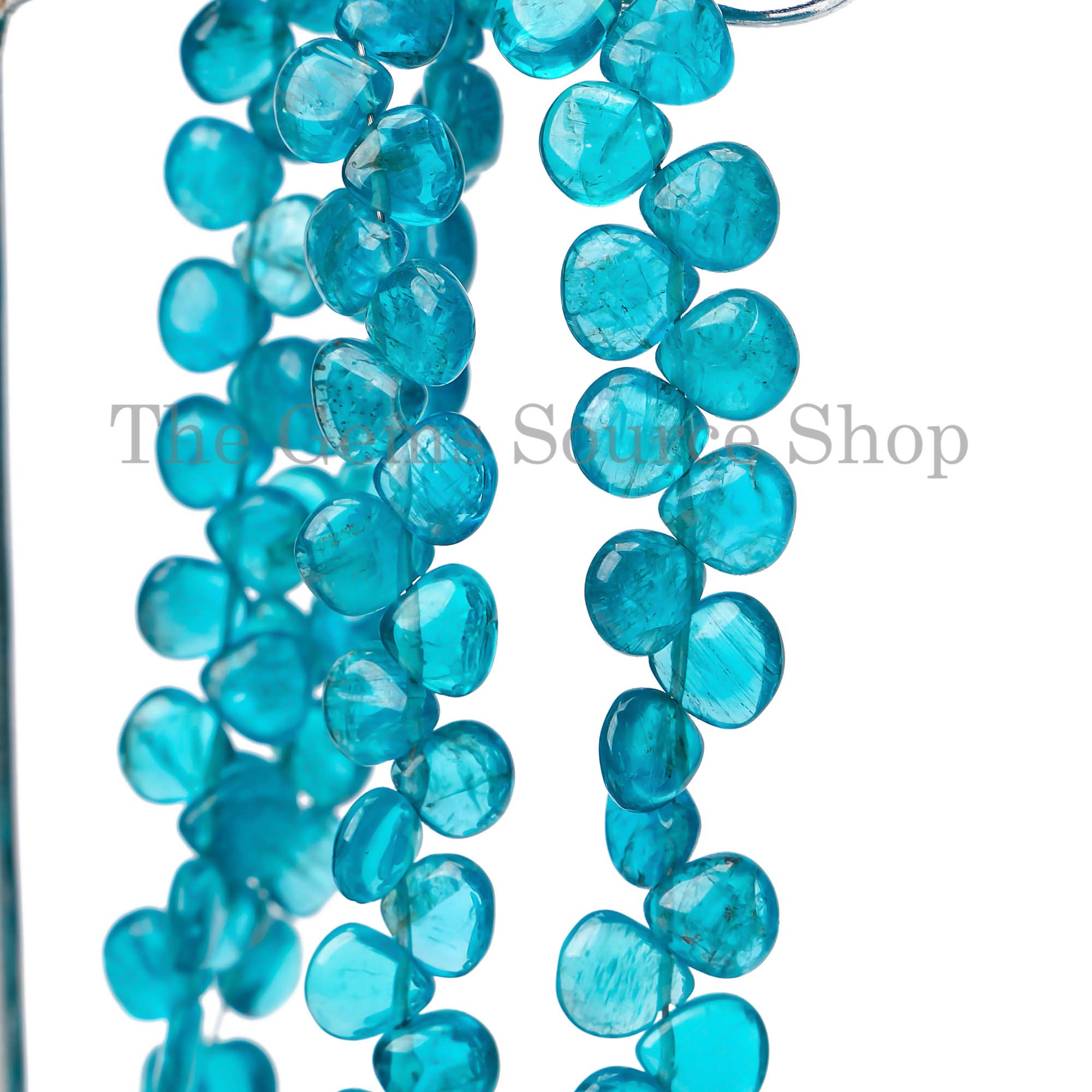 Neon Apatite Smooth Heart Gemstone Beads Briolette Strand, Wholesale Beads