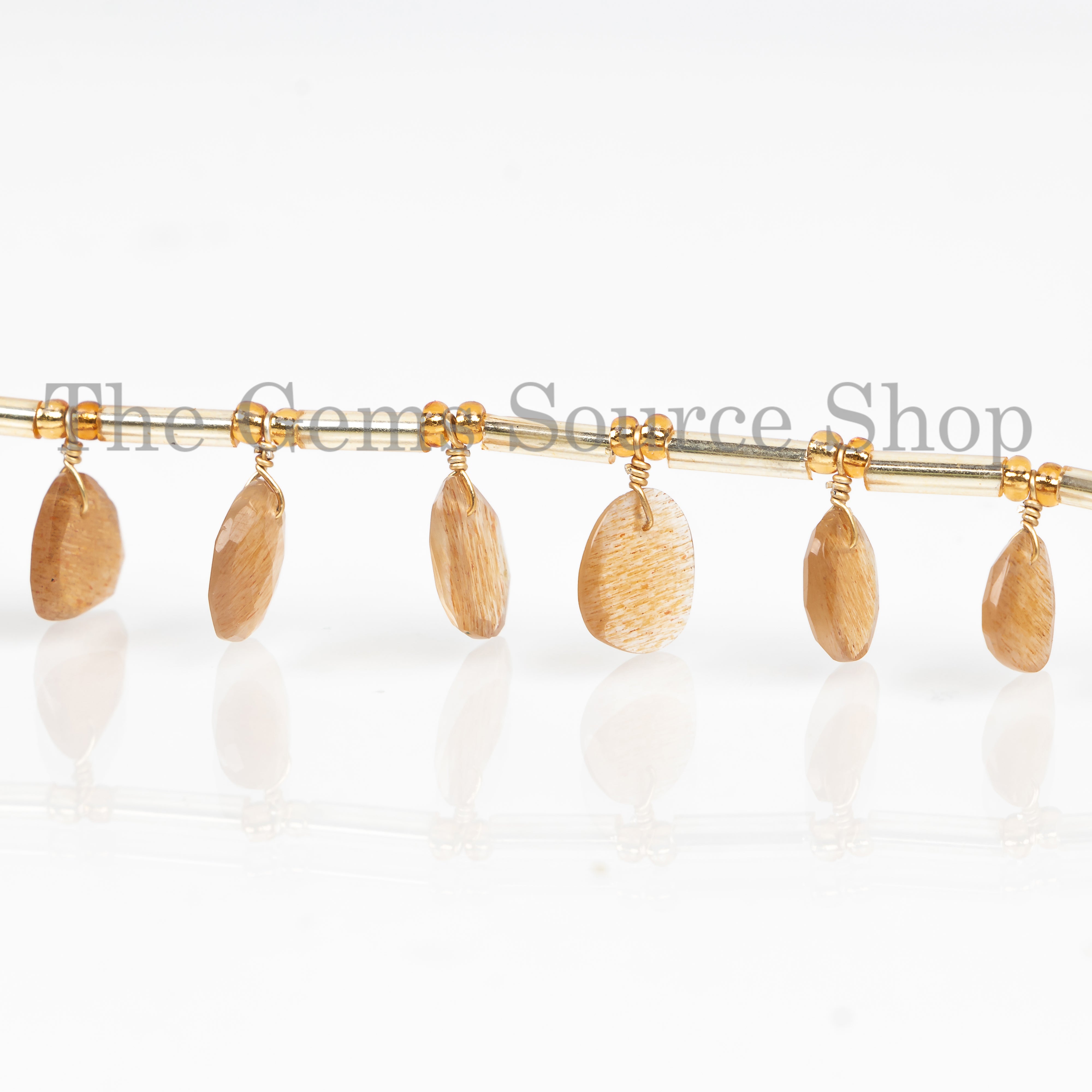 Golden Moonstone Beads, Face Drill Beads, Front to Back Drilled, Rosecut Beads, Fancy Beads, Flat Cabs Faceted Briolette, Moonstone Beads